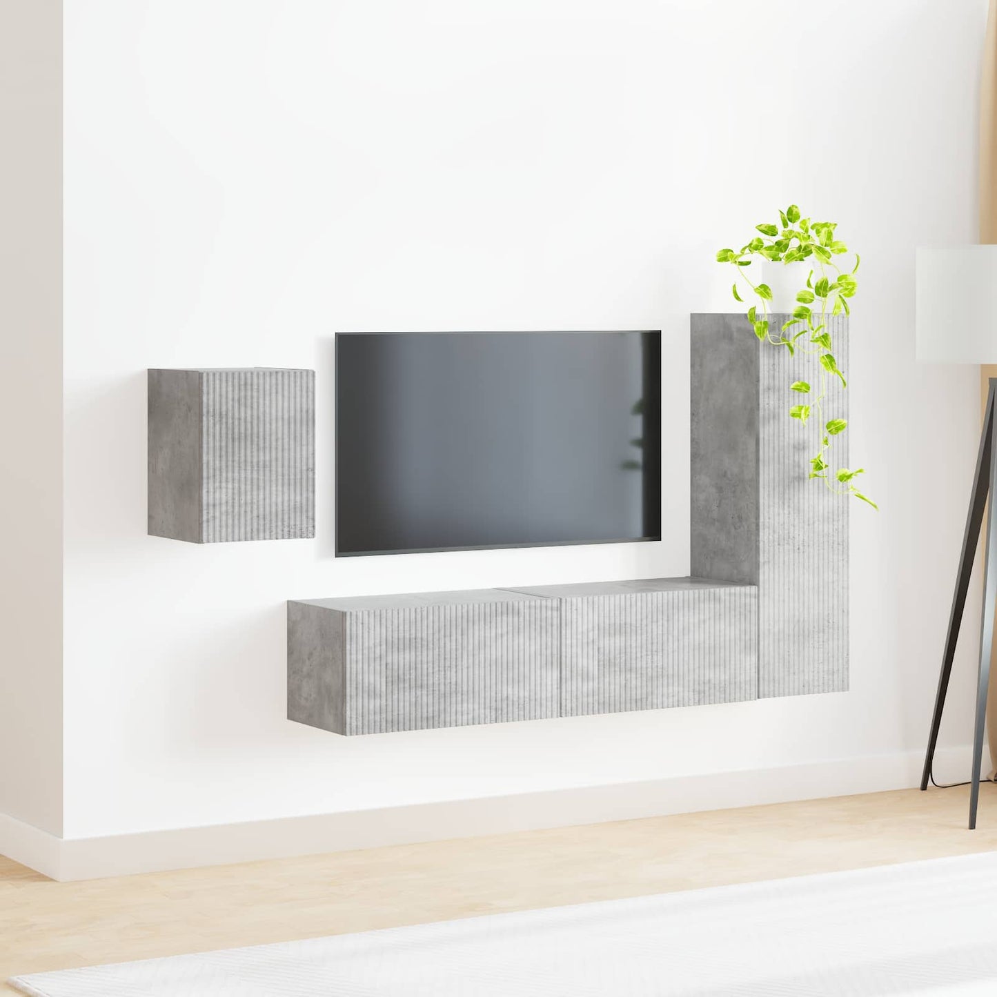 TV Cabinet Set Wall-mounted 4 pcs Concrete Grey Engineered Wood