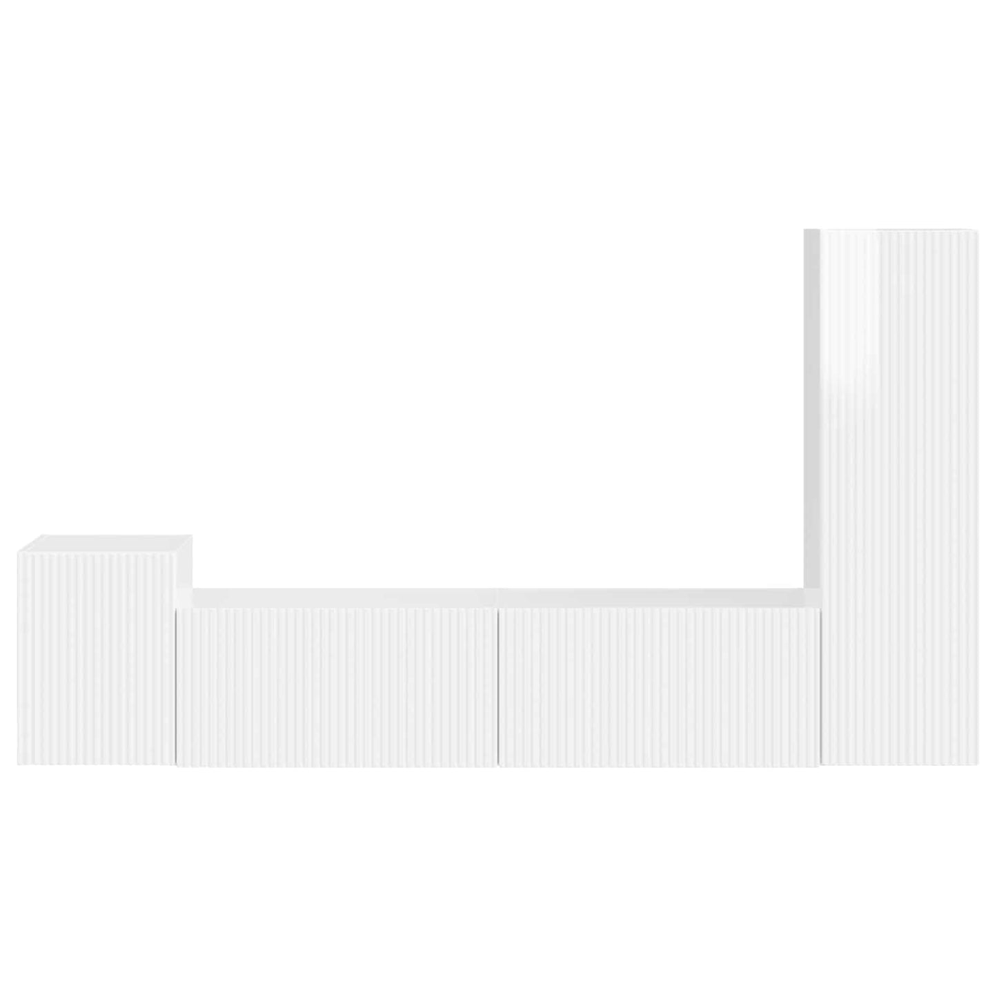 TV Cabinet Set 4 pcs High Gloss White Engineered Wood