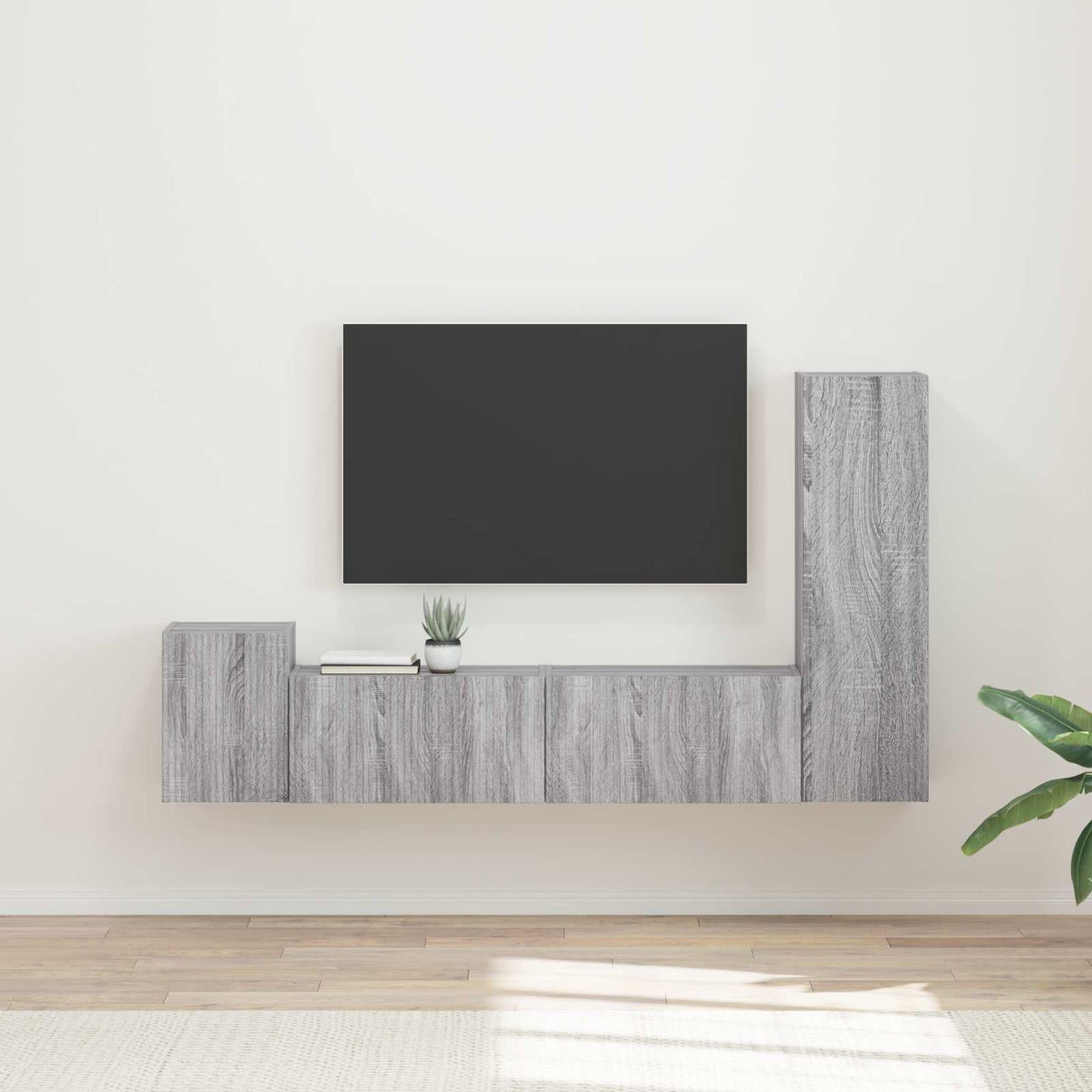 TV Cabinet Set Wall-mounted 4 pcs Grey Sonoma Engineered Wood