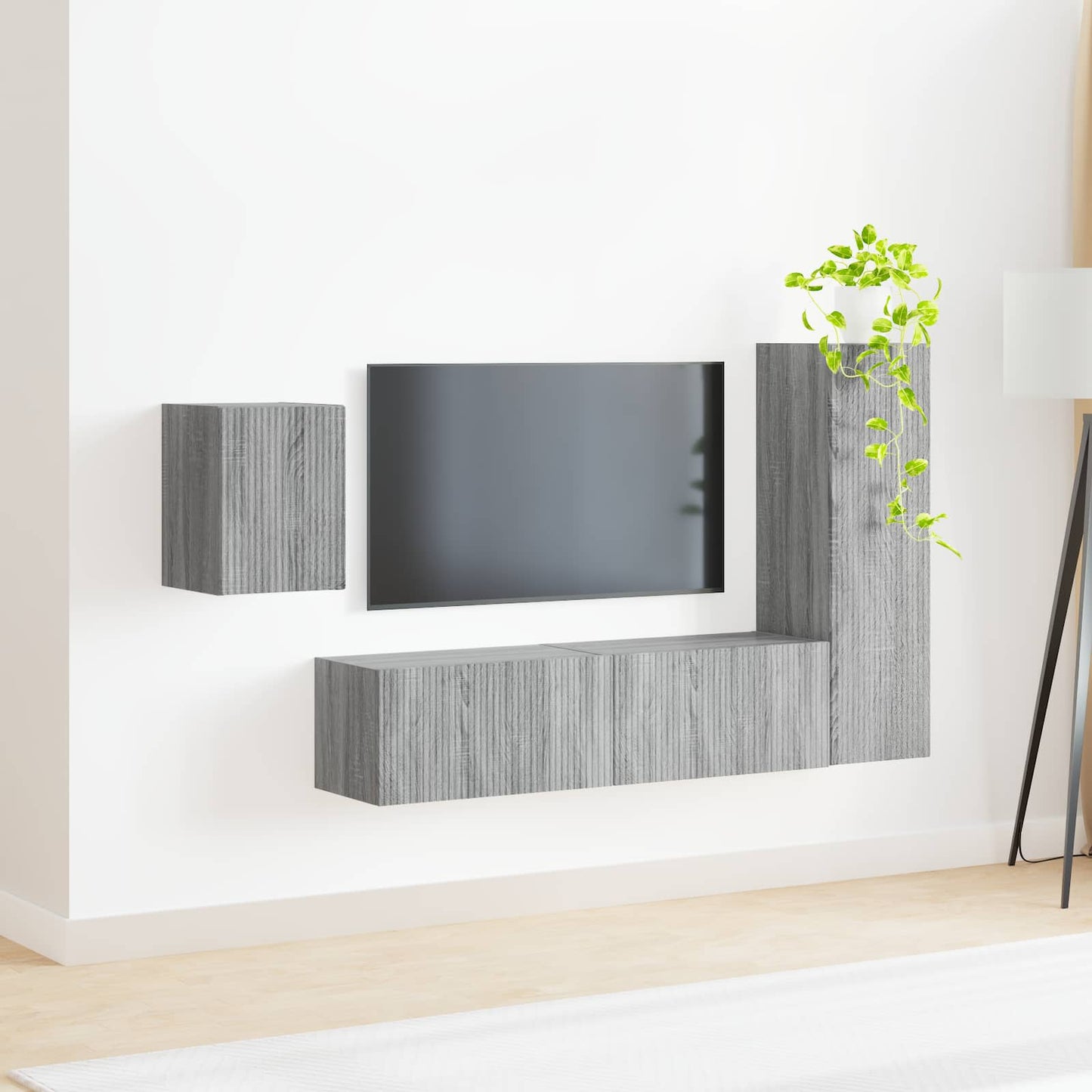 TV Cabinet Set Wall-mounted 4 pcs Grey Sonoma Engineered Wood