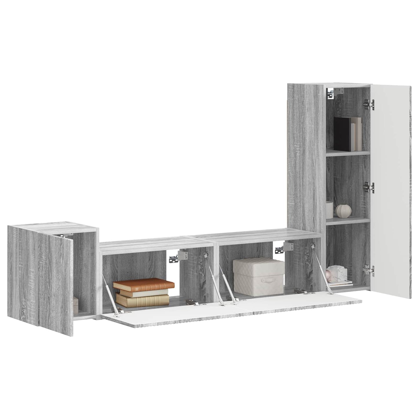 TV Cabinet Set Wall-mounted 4 pcs Grey Sonoma Engineered Wood