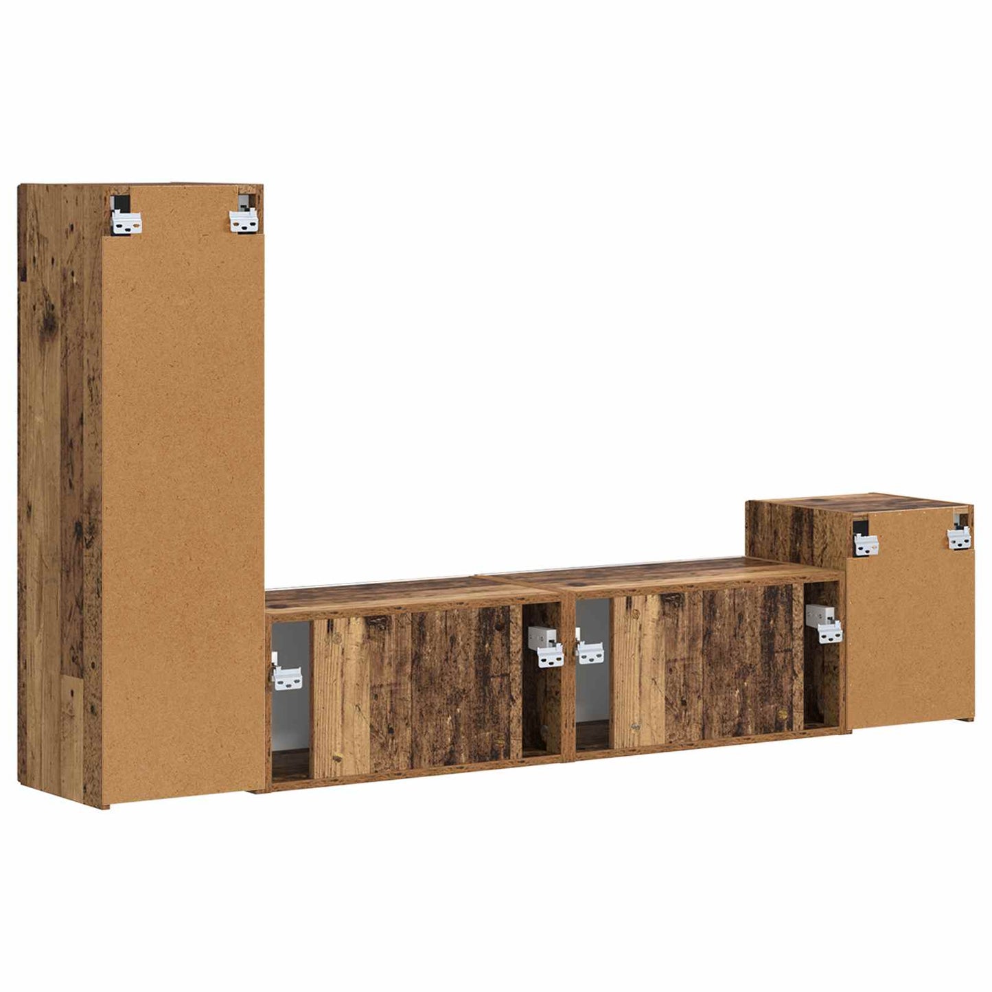 TV Cabinet Set Wall-mounted 4 pcs Old Wood Engineered Wood