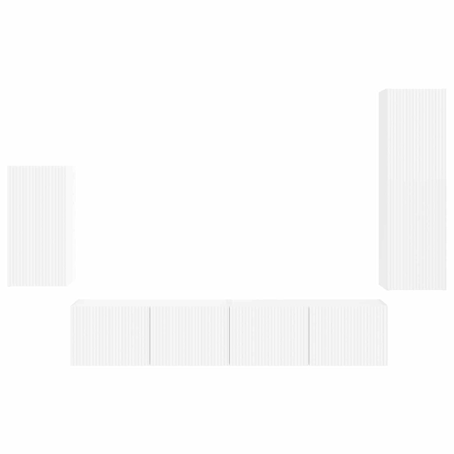 TV Cabinet Set Wall-mounted 4 pcs White Engineered Wood