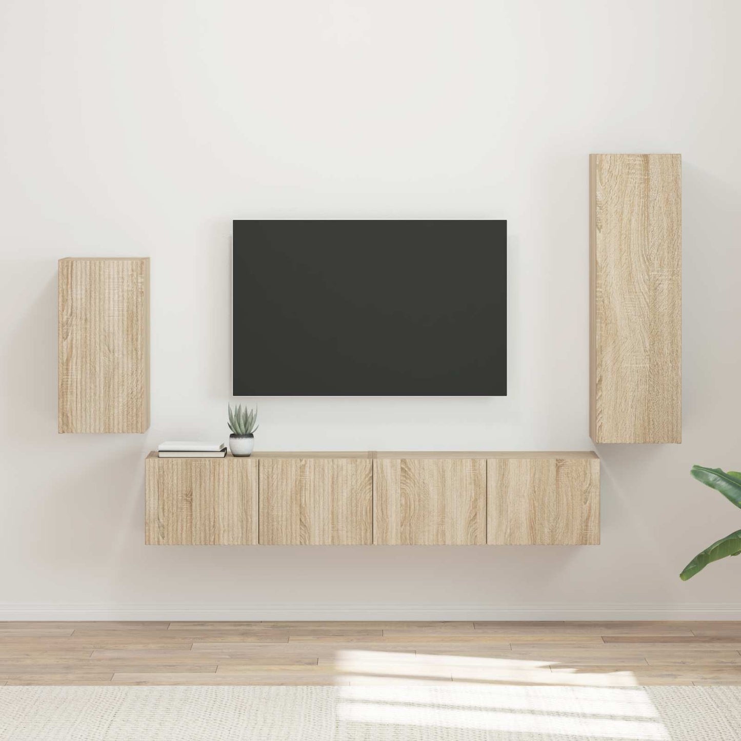 TV Cabinet Set Wall-mounted 4 pcs Sonoma Oak Engineered Wood