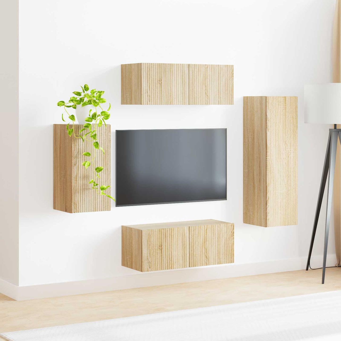 TV Cabinet Set Wall-mounted 4 pcs Sonoma Oak Engineered Wood