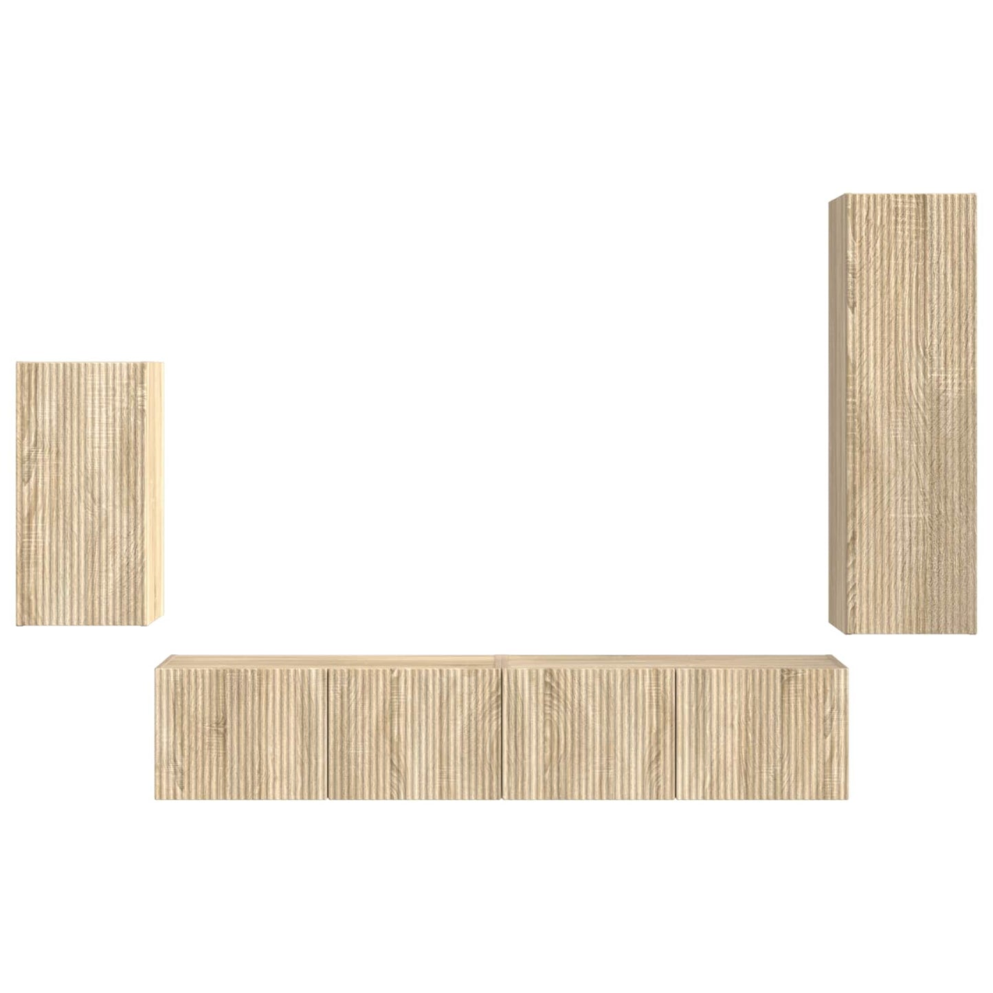 TV Cabinet Set Wall-mounted 4 pcs Sonoma Oak Engineered Wood