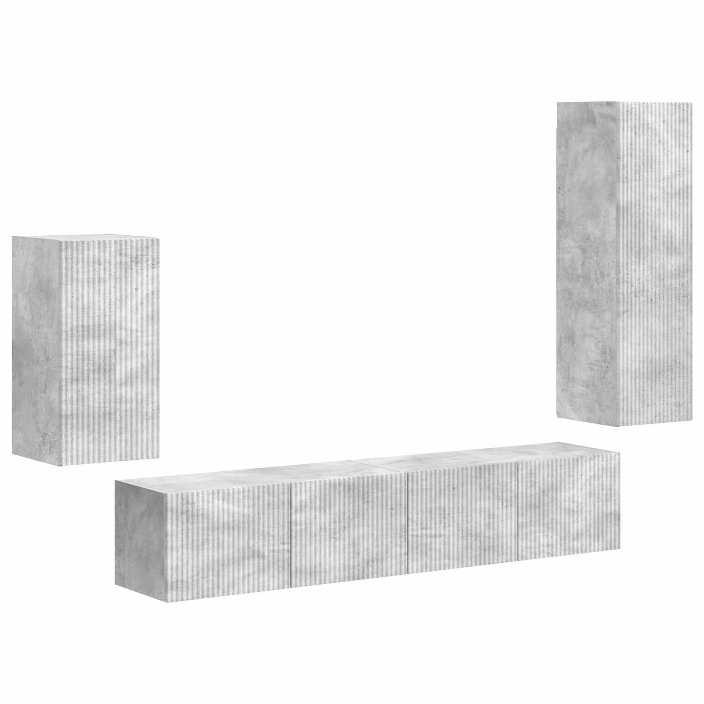 TV Cabinet Set Wall-mounted 4 pcs Concrete Grey Engineered Wood