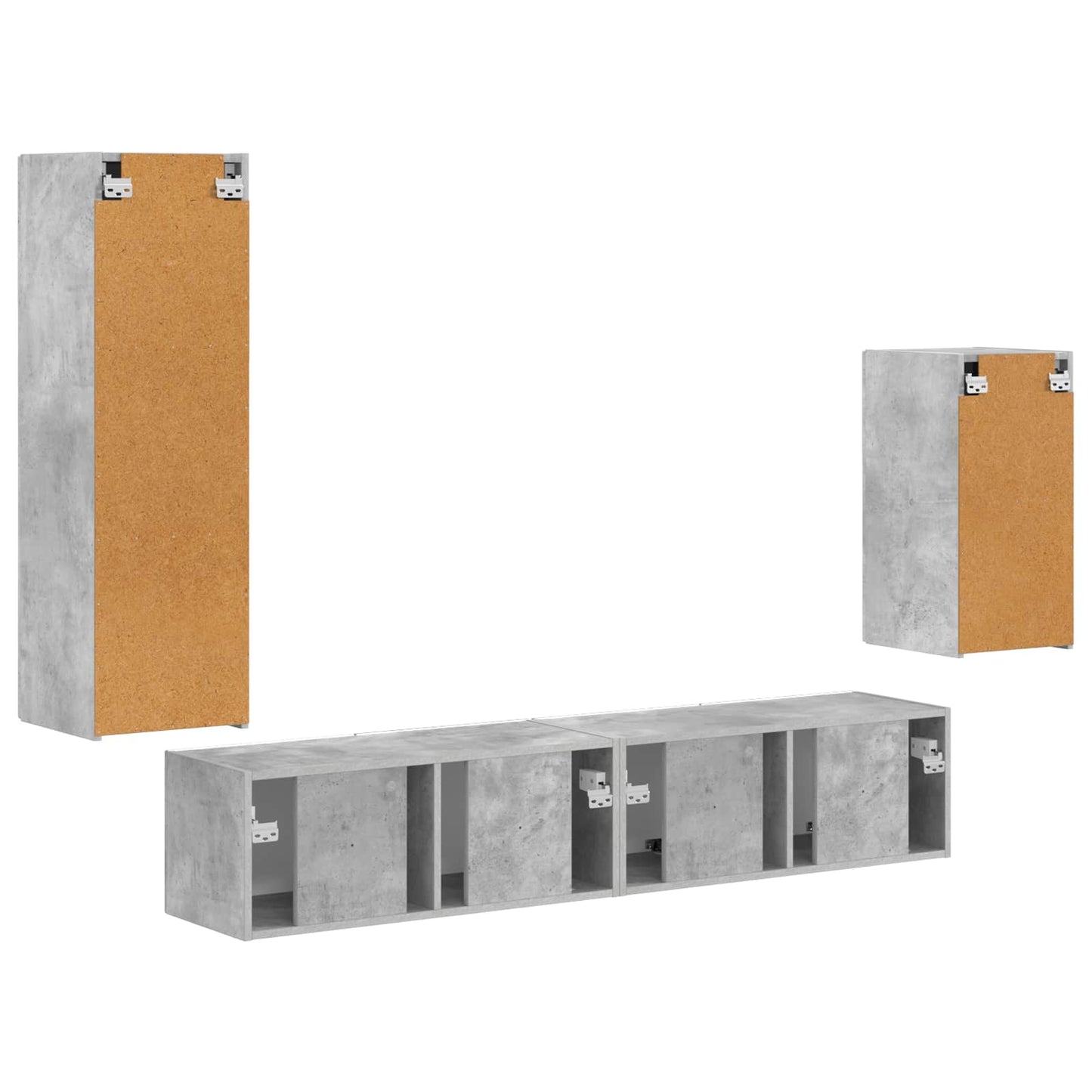 TV Cabinet Set Wall-mounted 4 pcs Concrete Grey Engineered Wood