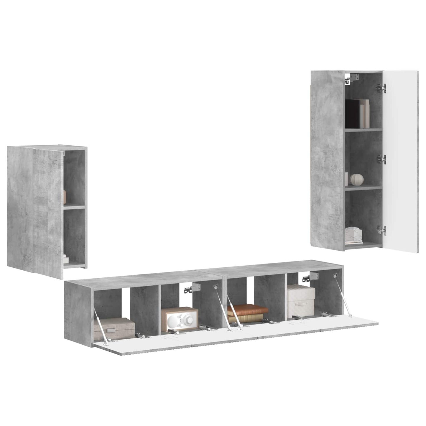TV Cabinet Set Wall-mounted 4 pcs Concrete Grey Engineered Wood