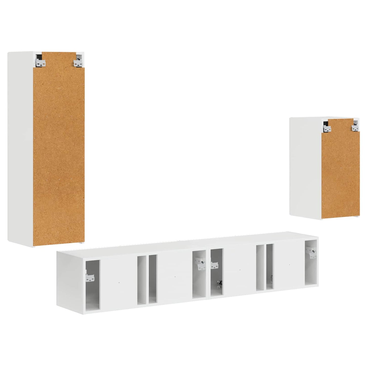 TV Cabinet Set 4 pcs High Gloss White Engineered Wood
