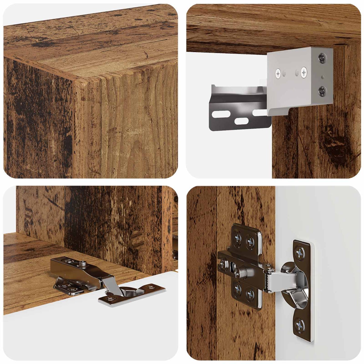 TV Cabinet Set Wall-mounted 4 pcs Old Wood Engineered Wood