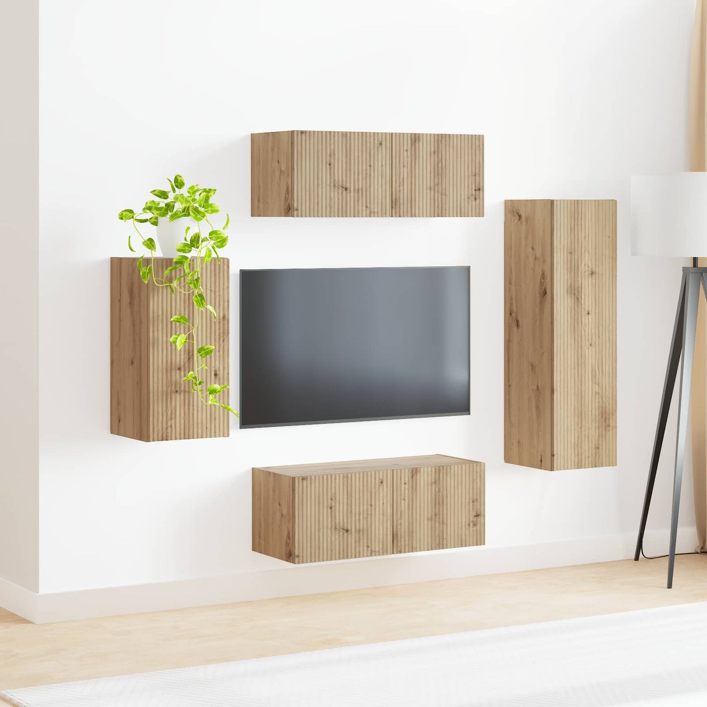 TV Cabinet Set Wall-mounted 4 pcs Artisan Oak Engineered Wood