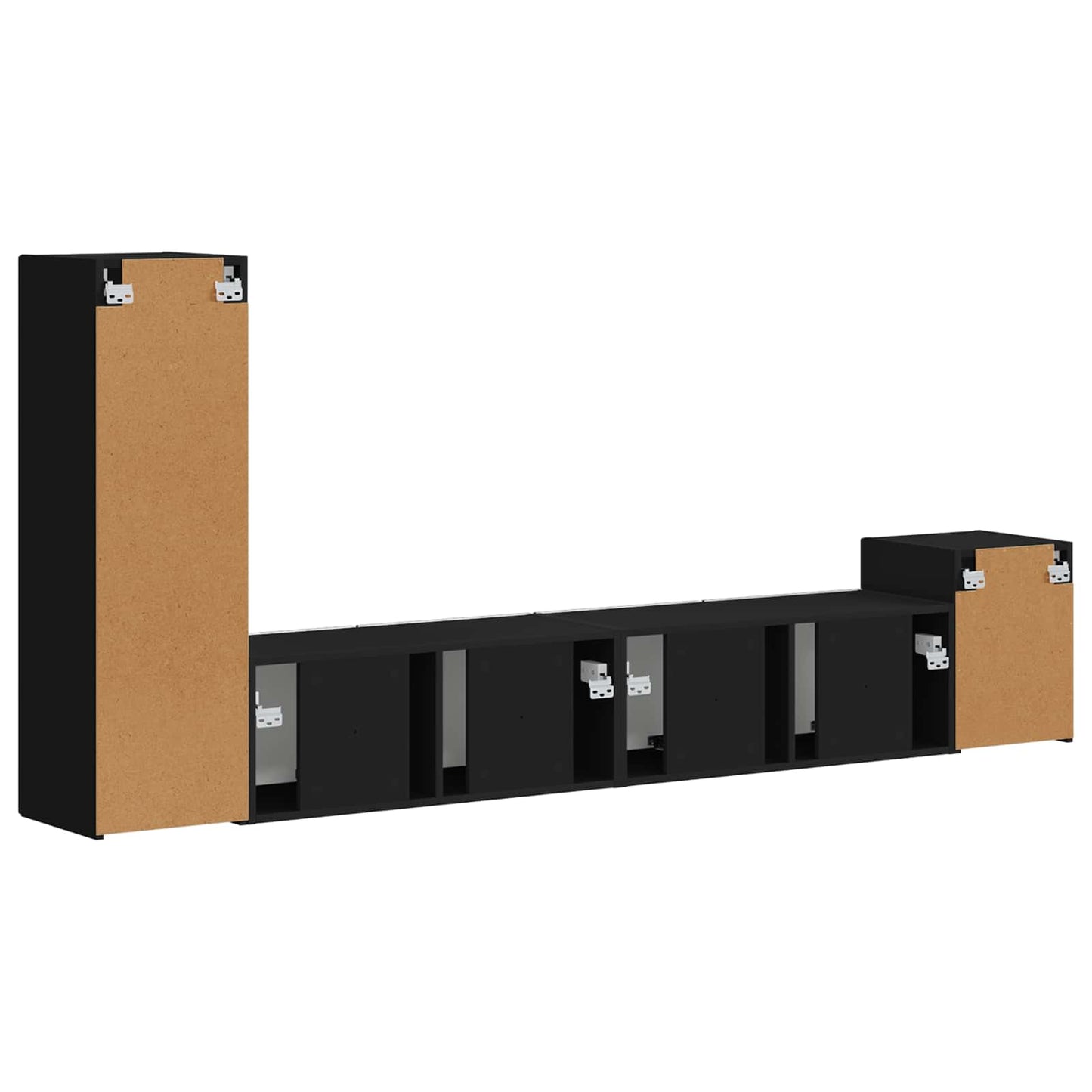 TV Cabinet Set Wall-mounted 3 pcs Black Engineered Wood