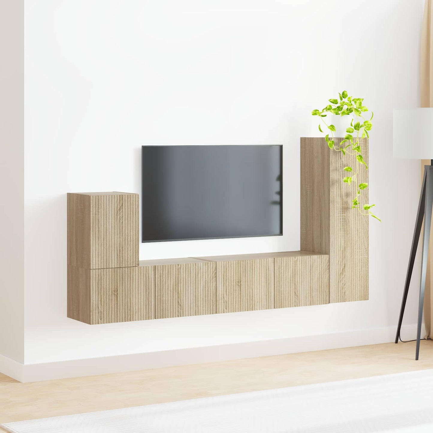 TV Cabinet Set Wall-mounted 3 pcs Sonoma Oak Engineered Wood