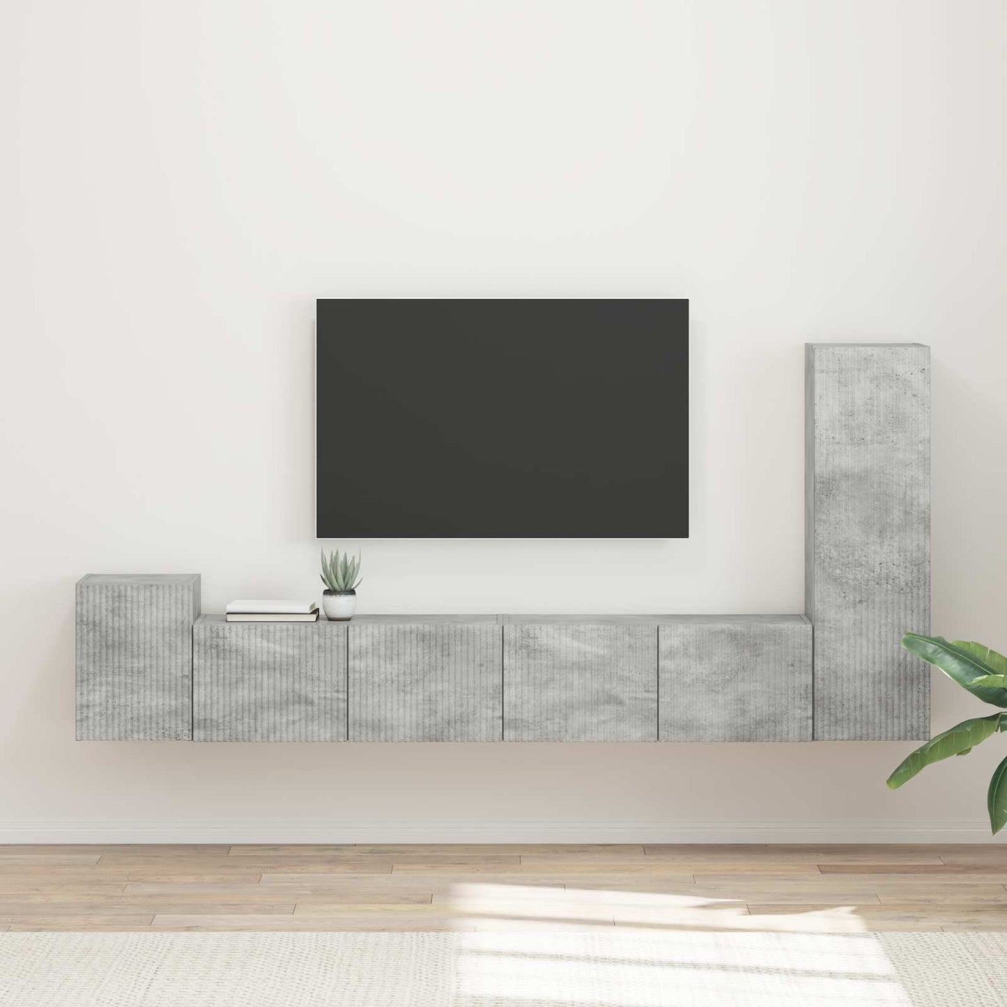TV Cabinet Set Wall-mounted 3 pcs Concrete Grey Engineered Wood