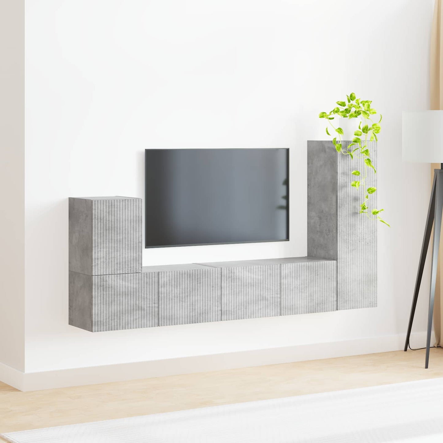 TV Cabinet Set Wall-mounted 3 pcs Concrete Grey Engineered Wood