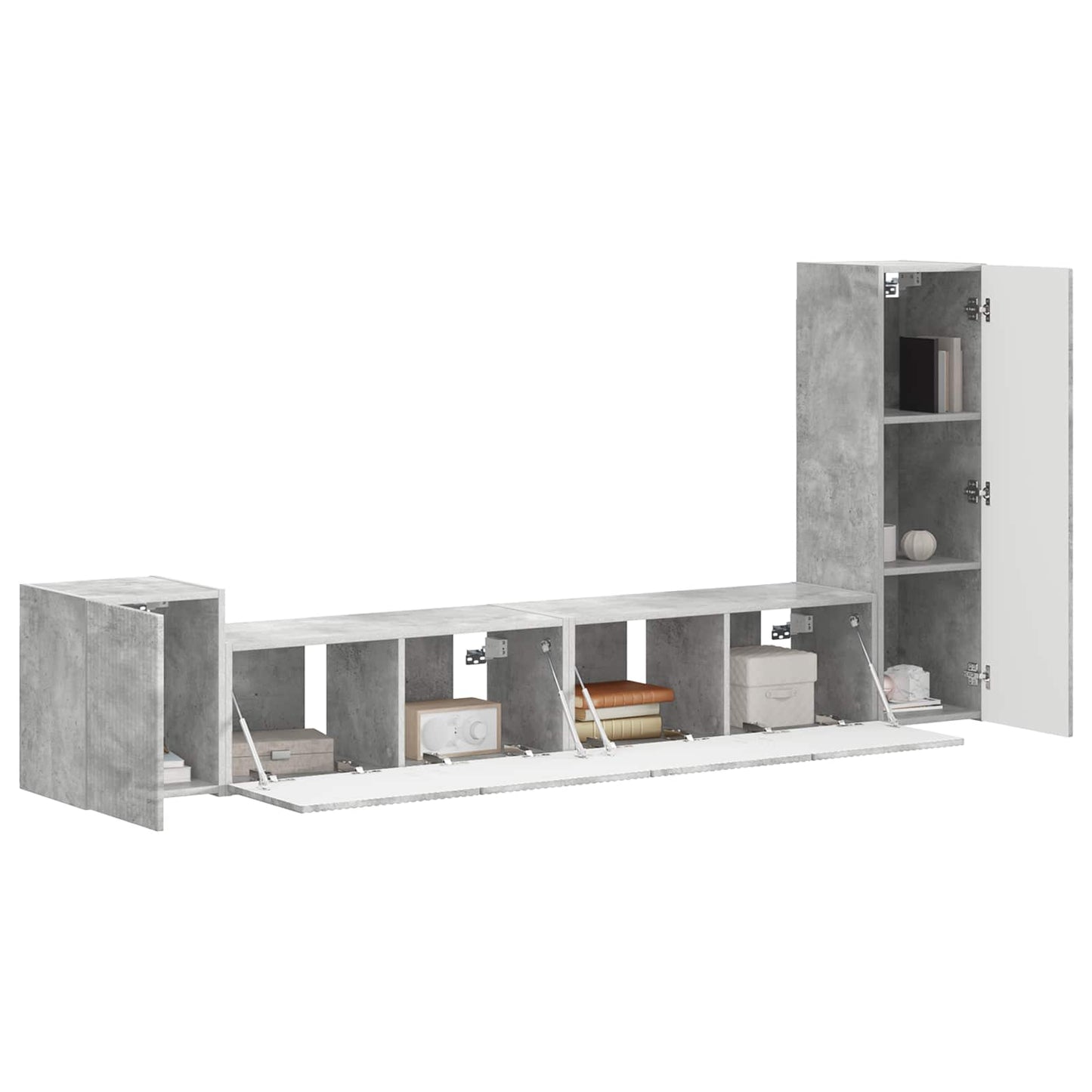 TV Cabinet Set Wall-mounted 3 pcs Concrete Grey Engineered Wood