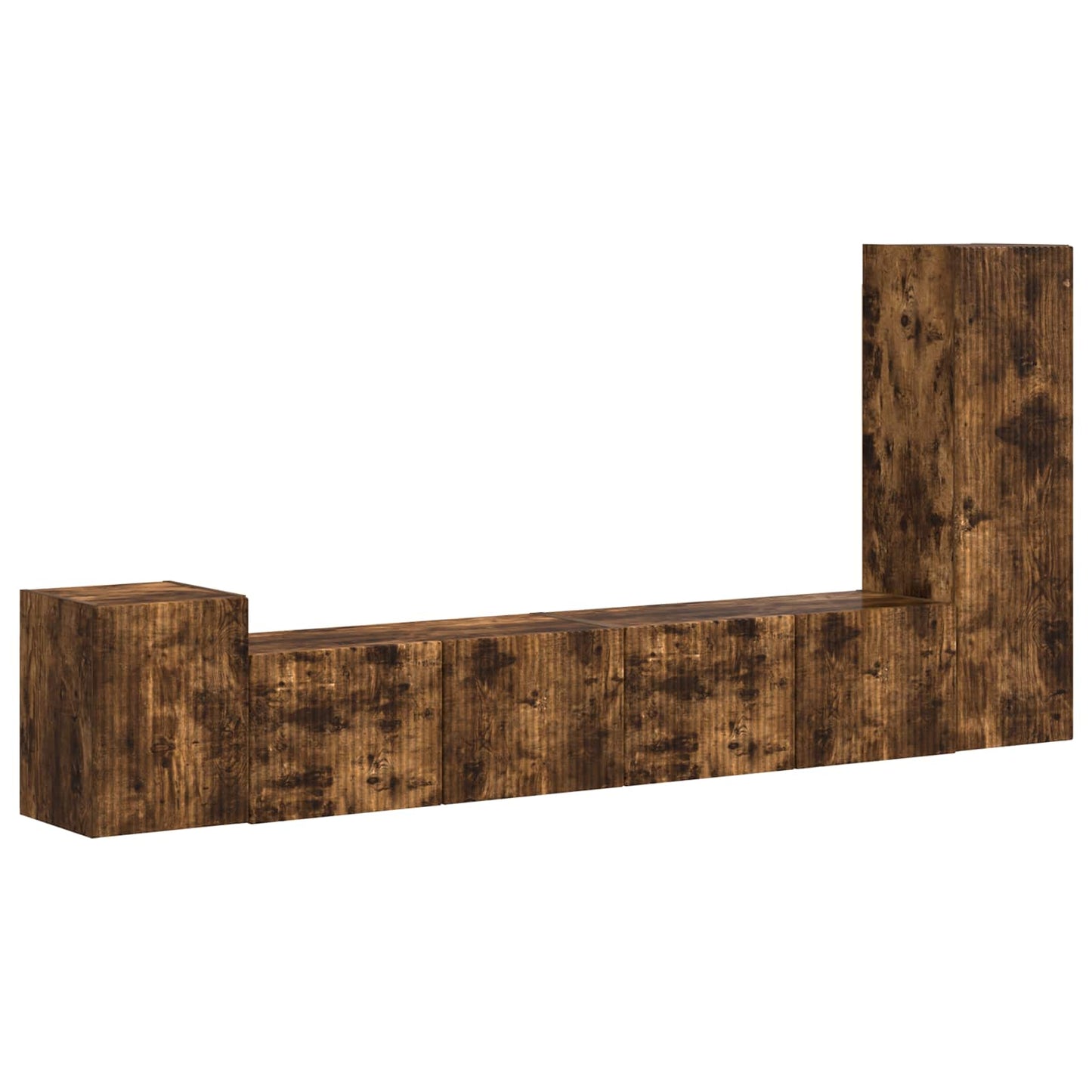 TV Cabinet Set Wall-mounted 3 pcs Smoked Oak Engineered Wood
