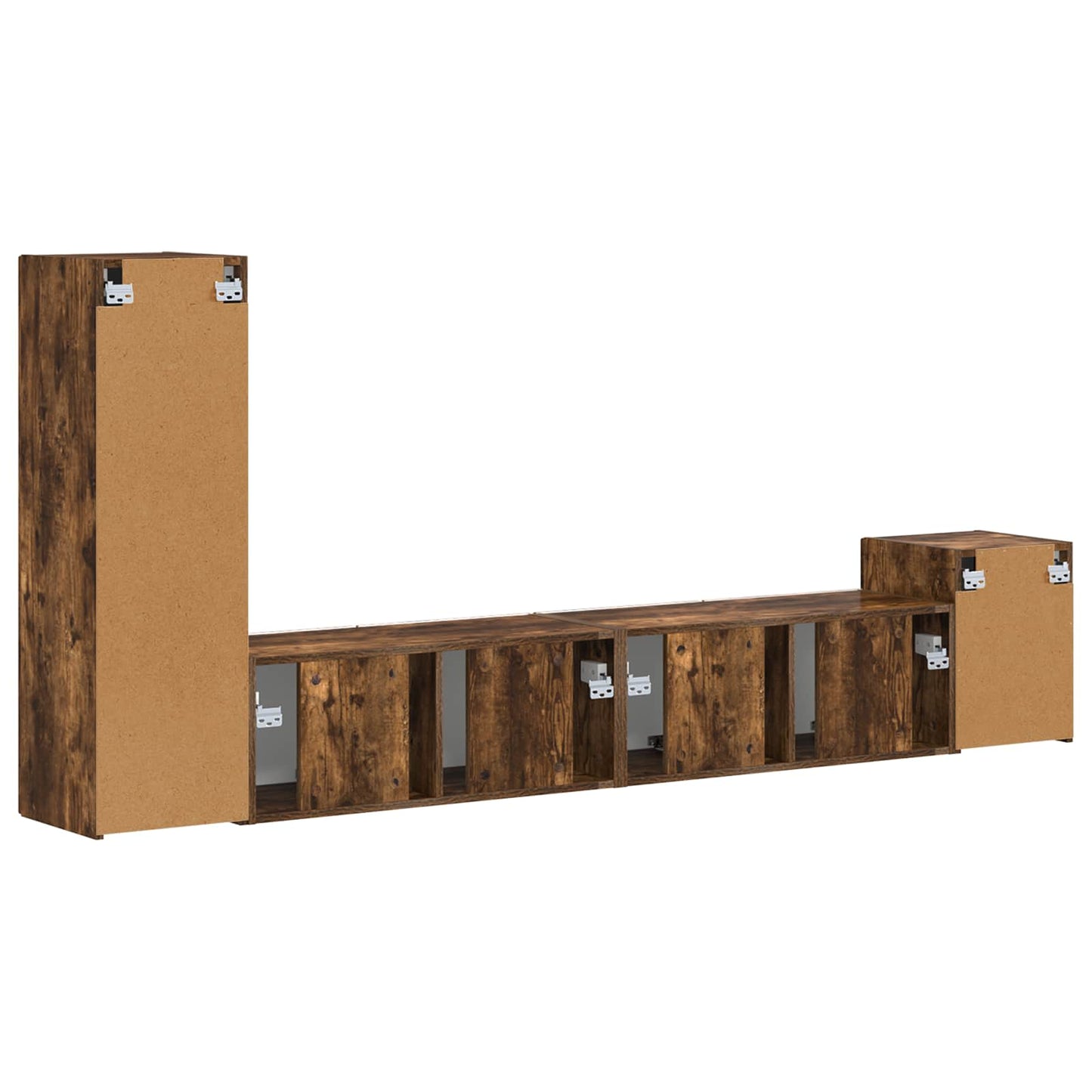 TV Cabinet Set Wall-mounted 3 pcs Smoked Oak Engineered Wood