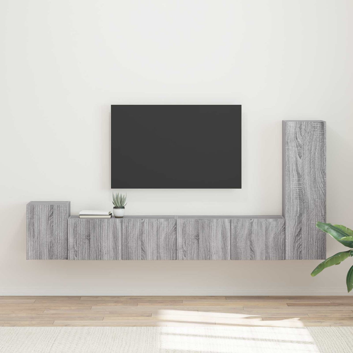 TV Cabinet Set Wall-mounted 3 pcs Grey Sonoma Engineered Wood