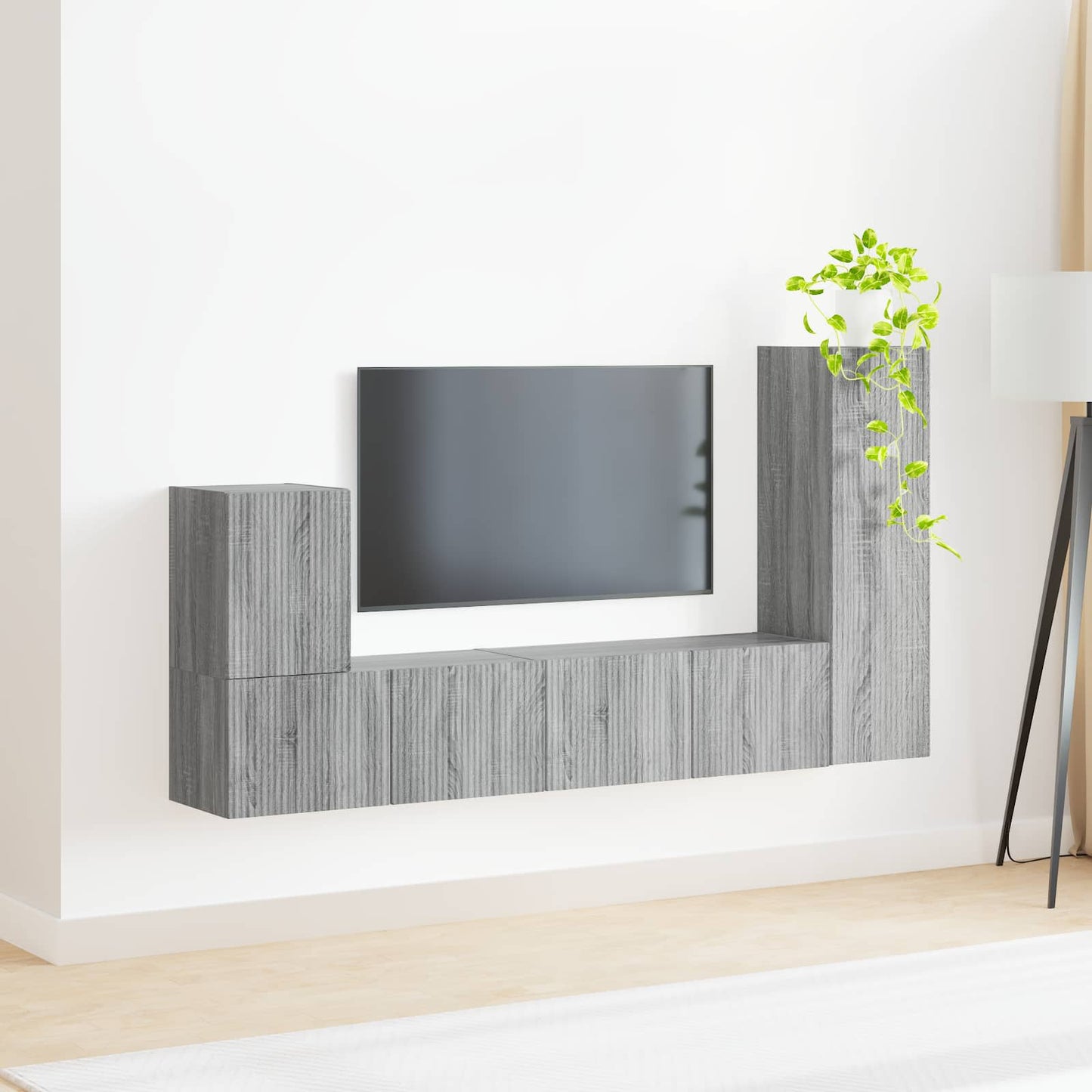 TV Cabinet Set Wall-mounted 3 pcs Grey Sonoma Engineered Wood