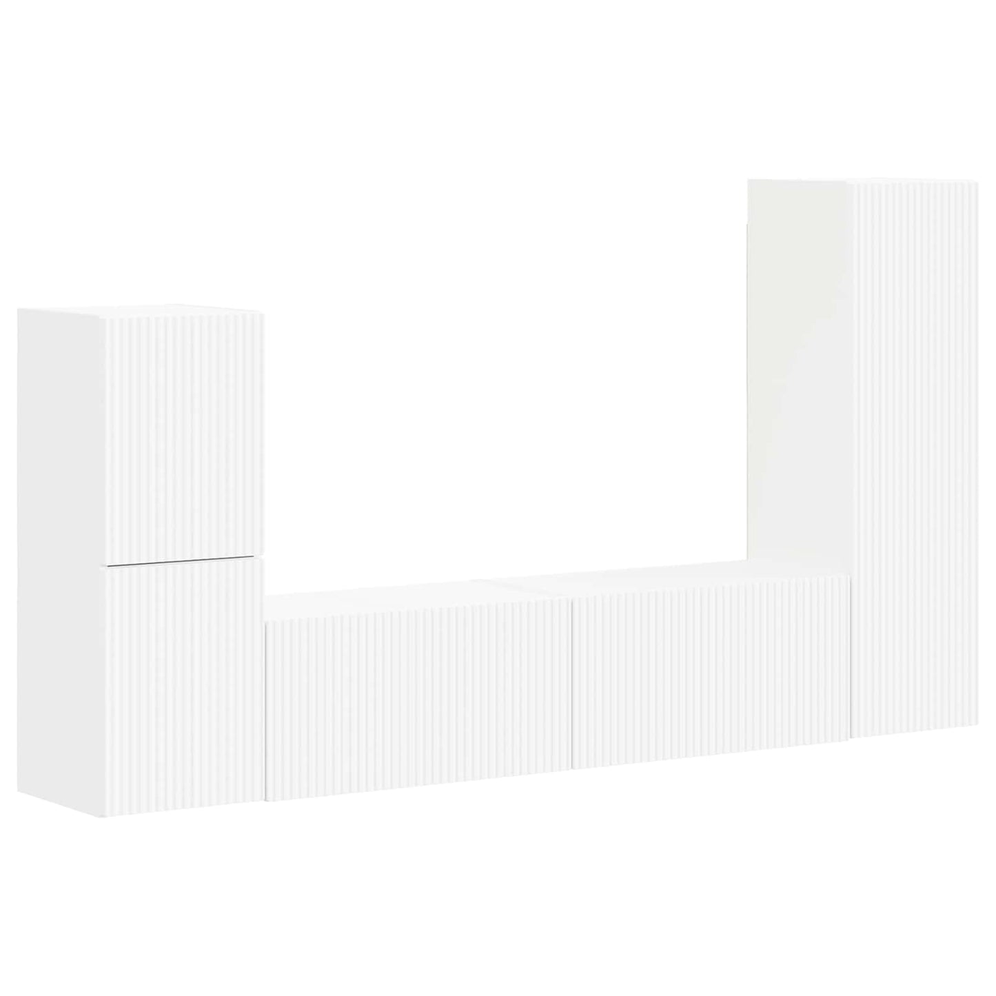 TV Cabinet Set Wall-mounted 4 pcs White Engineered Wood