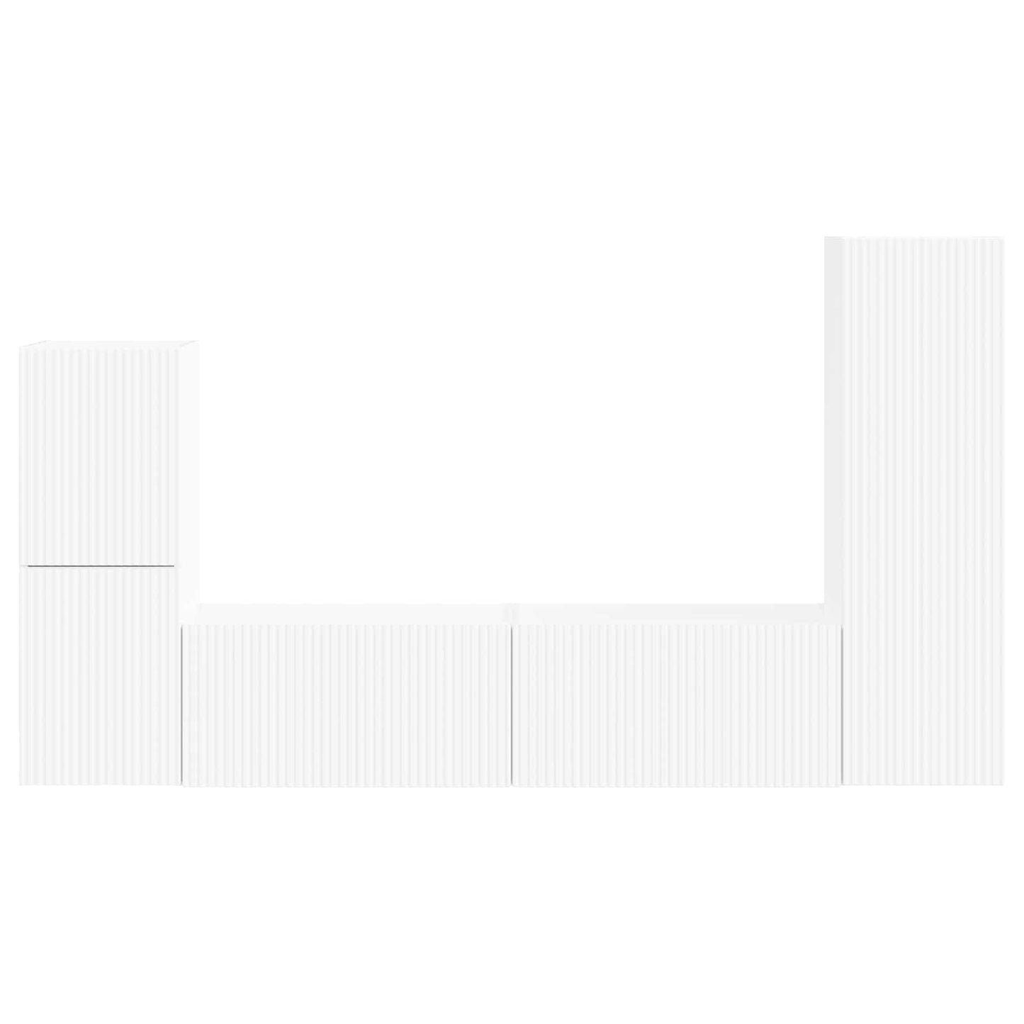 TV Cabinet Set Wall-mounted 4 pcs White Engineered Wood