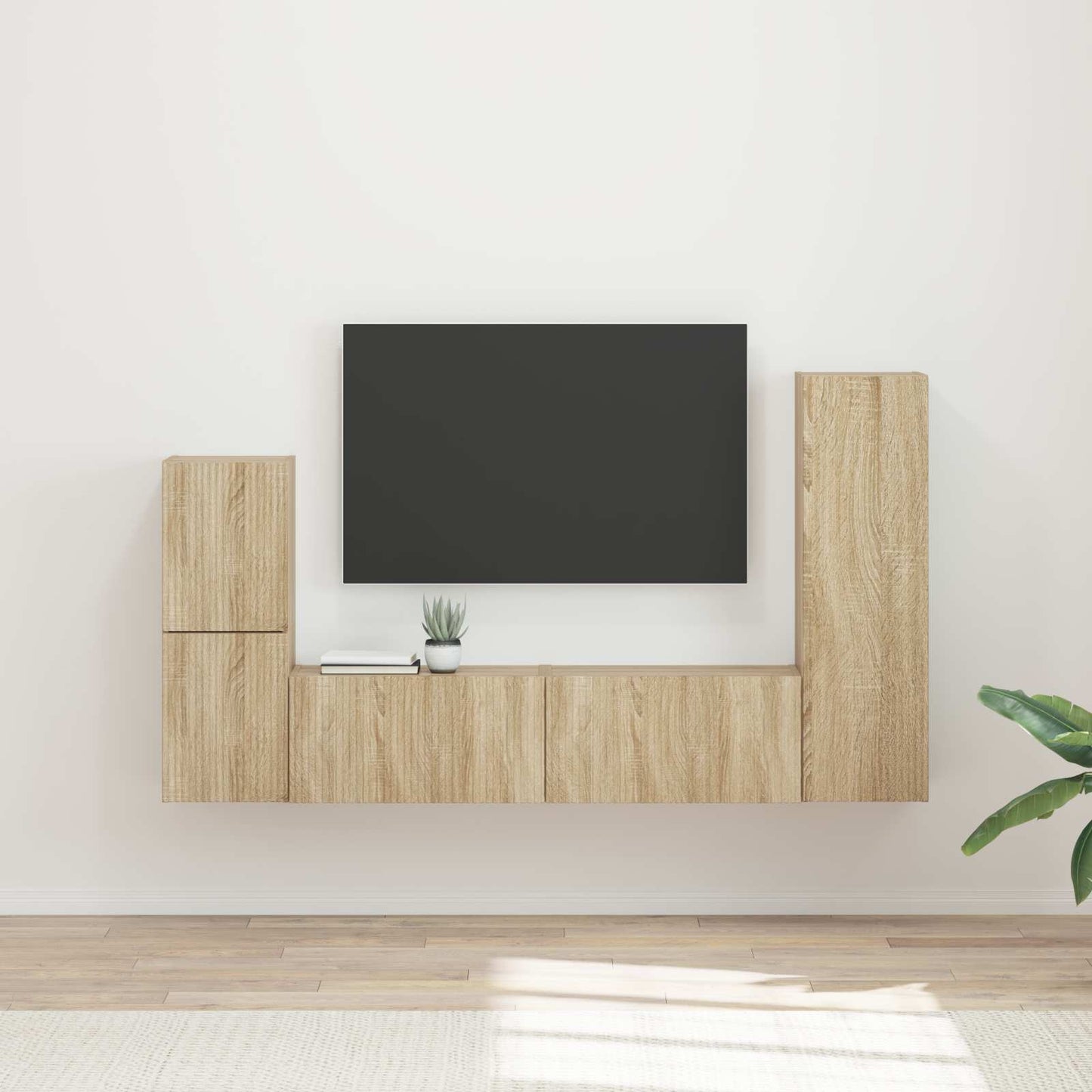 TV Cabinet Set Wall-mounted 4 pcs Sonoma Oak Engineered Wood