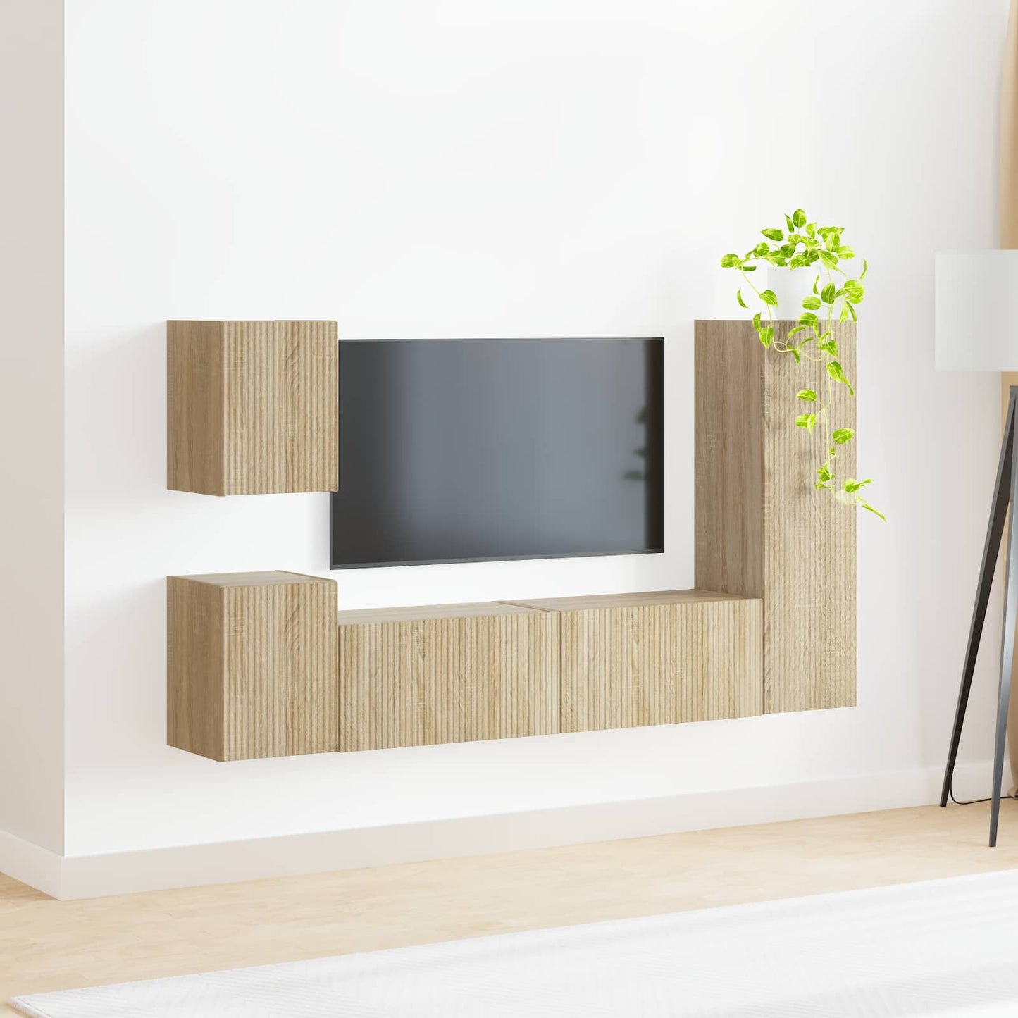 TV Cabinet Set Wall-mounted 4 pcs Sonoma Oak Engineered Wood