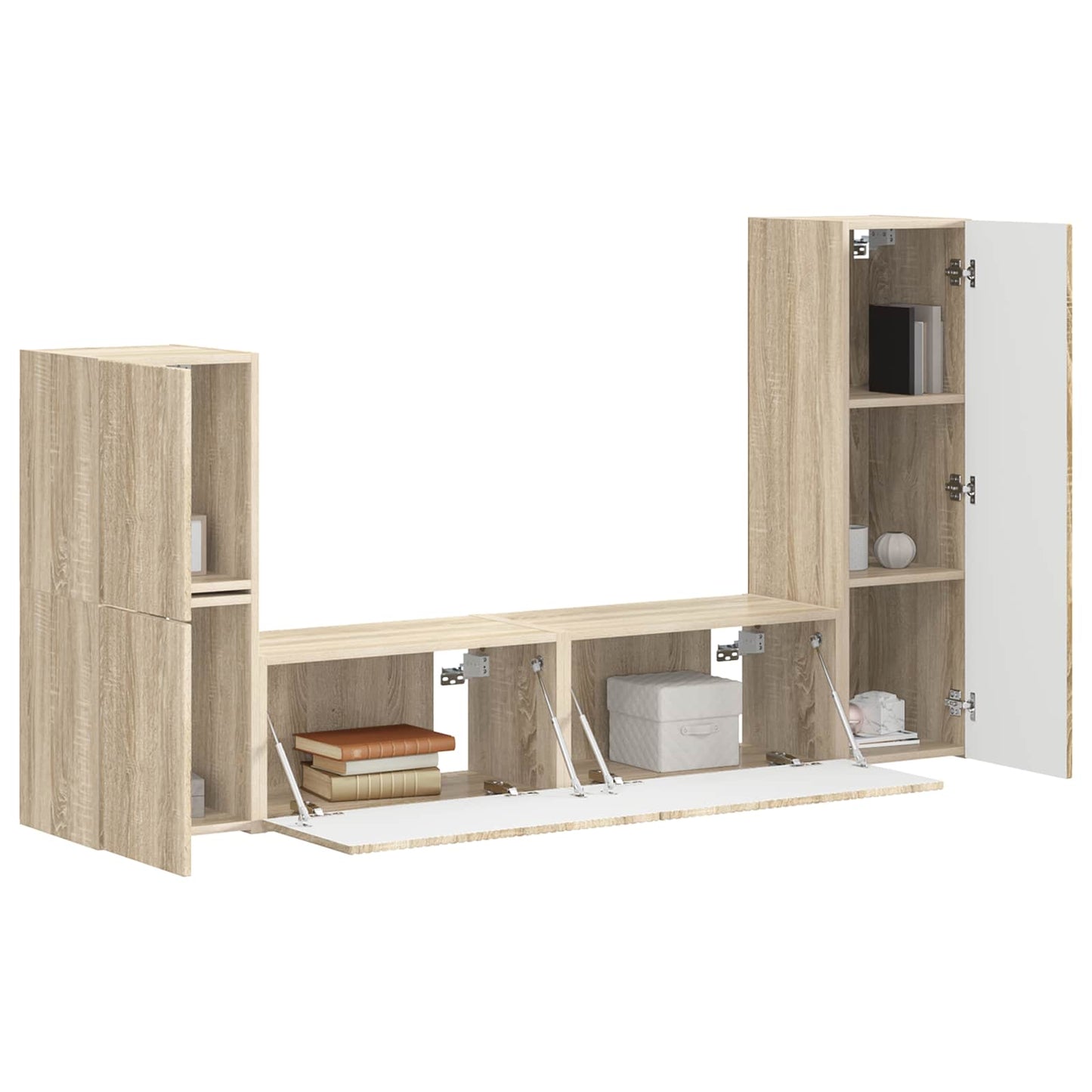 TV Cabinet Set Wall-mounted 4 pcs Sonoma Oak Engineered Wood
