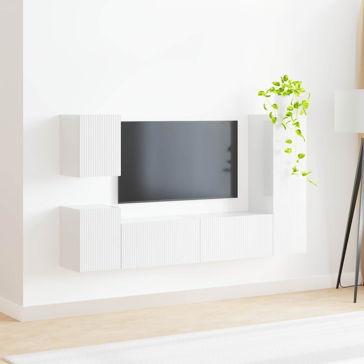 TV Cabinet Set 4 pcs High Gloss White Engineered Wood
