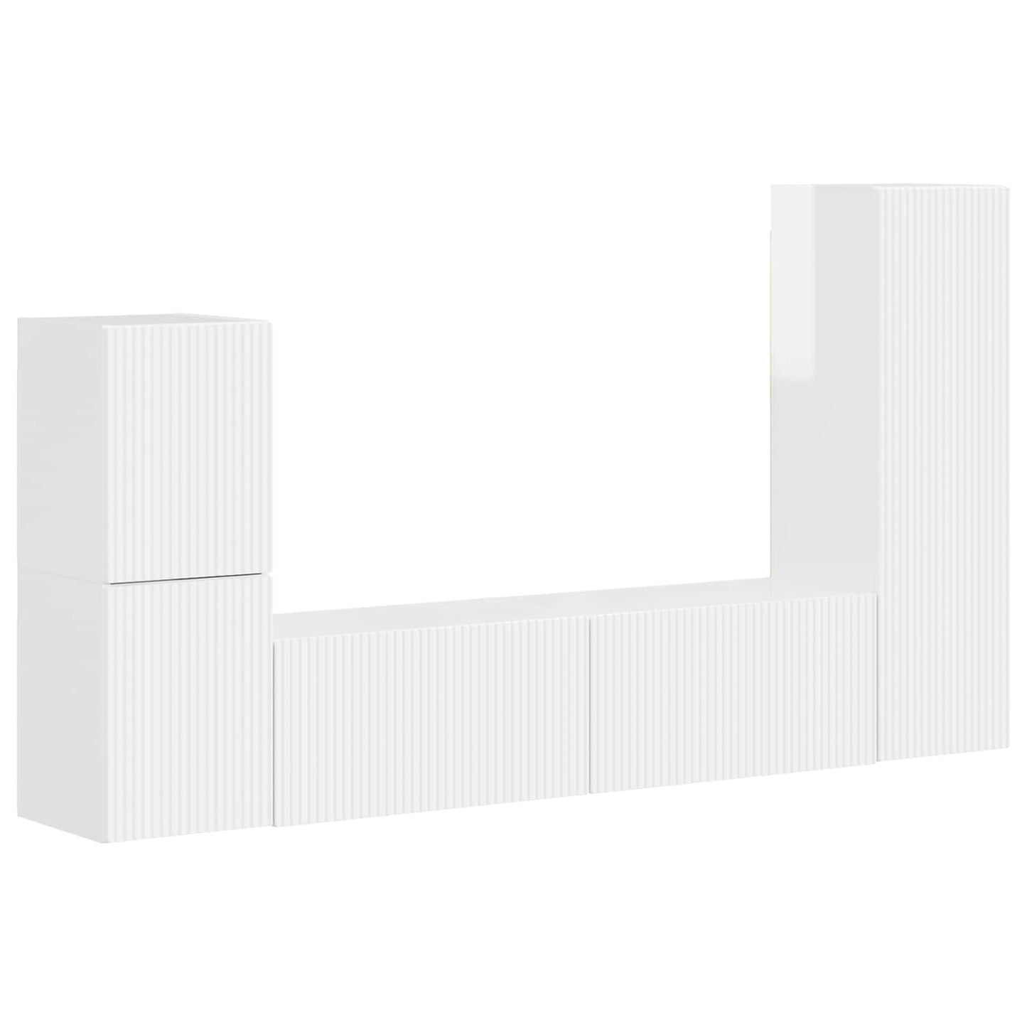 TV Cabinet Set 4 pcs High Gloss White Engineered Wood