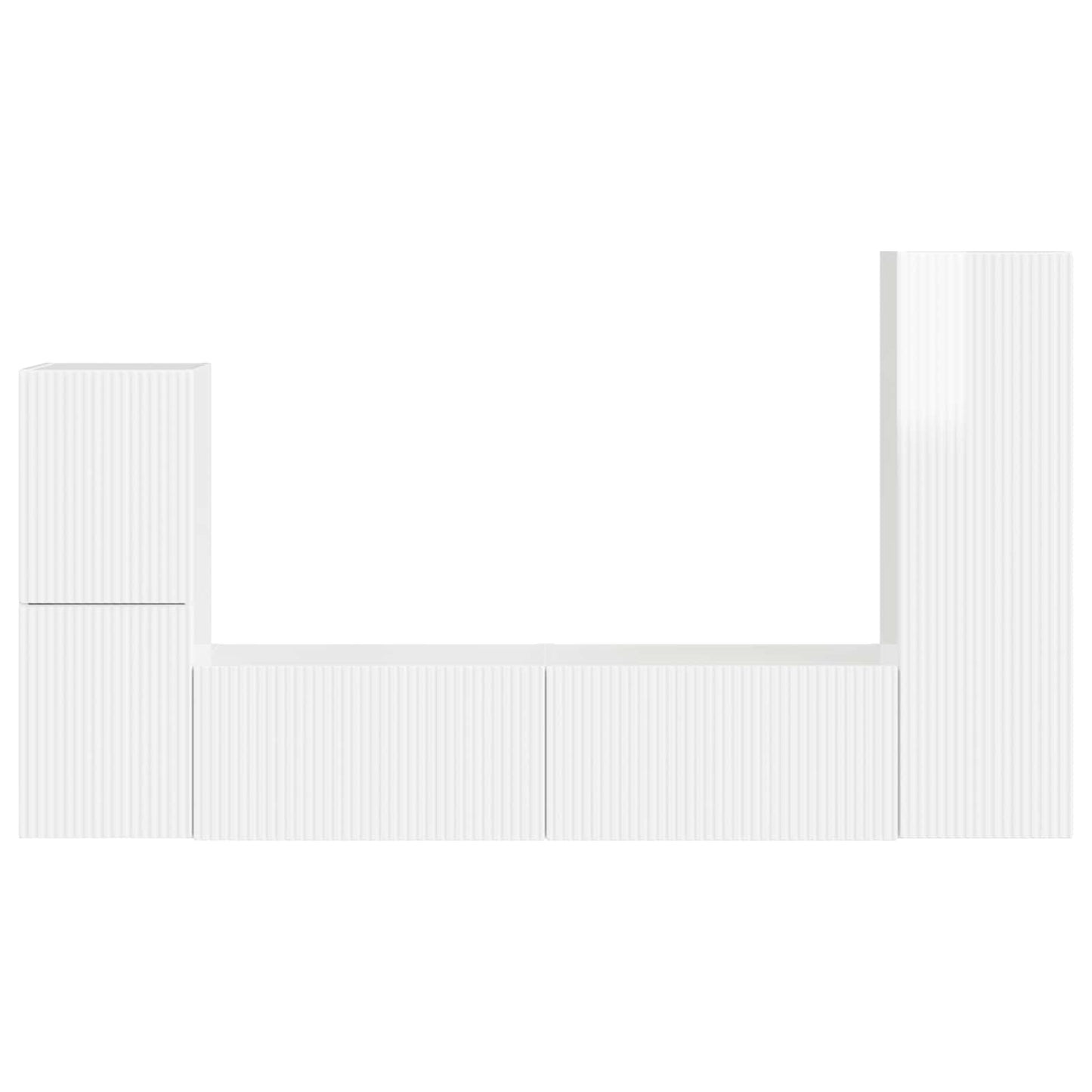 TV Cabinet Set 4 pcs High Gloss White Engineered Wood