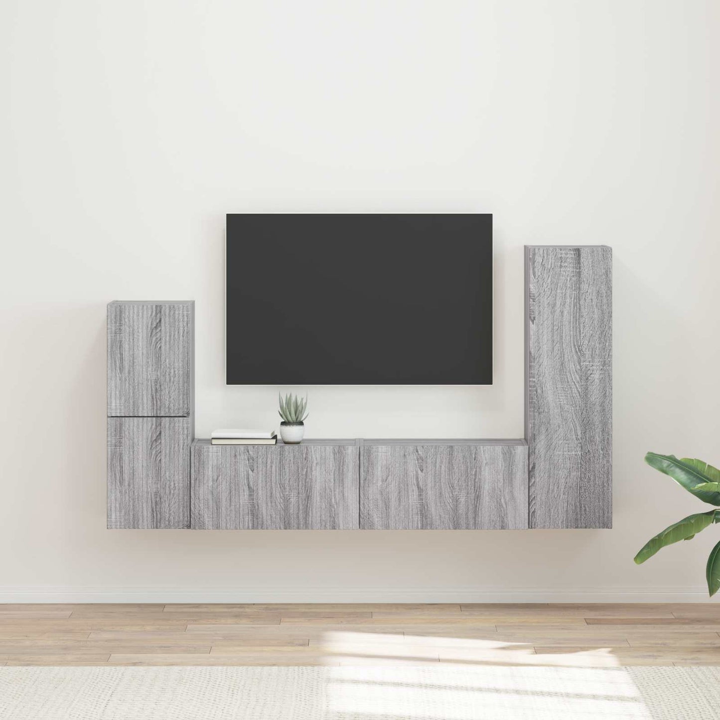 TV Cabinet Set Wall-mounted 4 pcs Grey Sonoma Engineered Wood