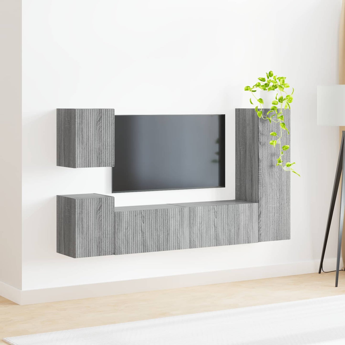 TV Cabinet Set Wall-mounted 4 pcs Grey Sonoma Engineered Wood