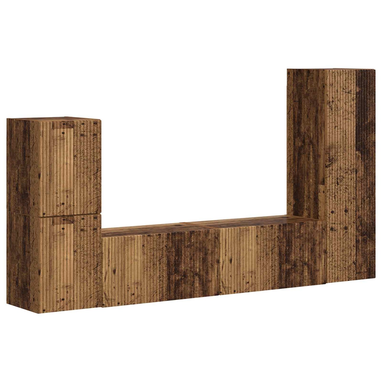 TV Cabinet Set Wall-mounted 4 pcs Old Wood Engineered Wood