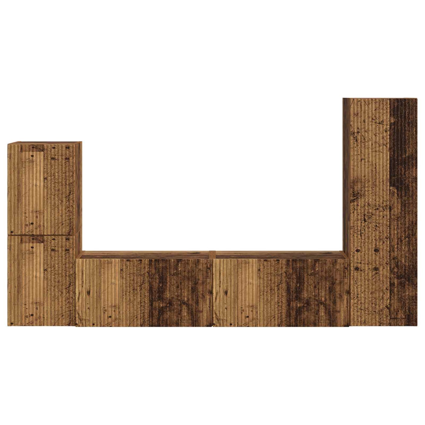 TV Cabinet Set Wall-mounted 4 pcs Old Wood Engineered Wood