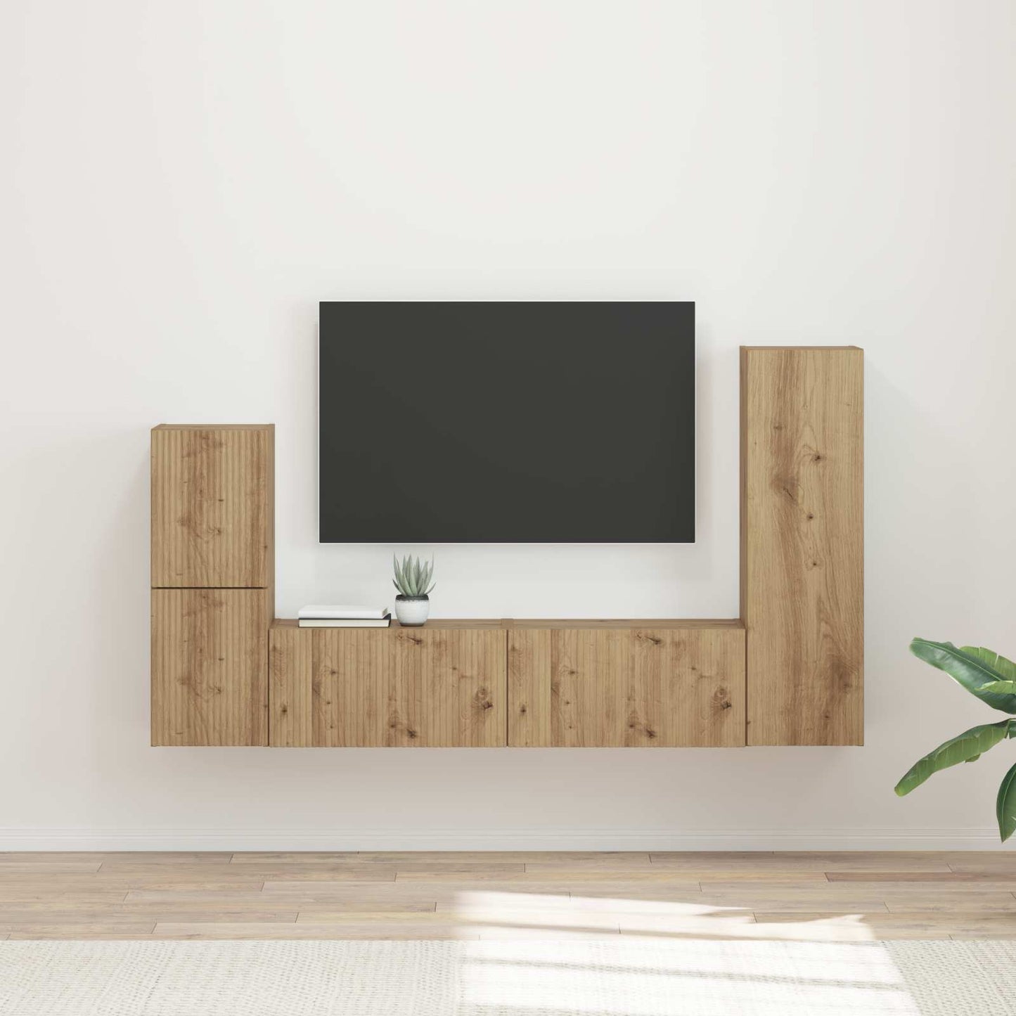 TV Cabinet Set Wall-mounted 4 pcs Artisan Oak Engineered Wood
