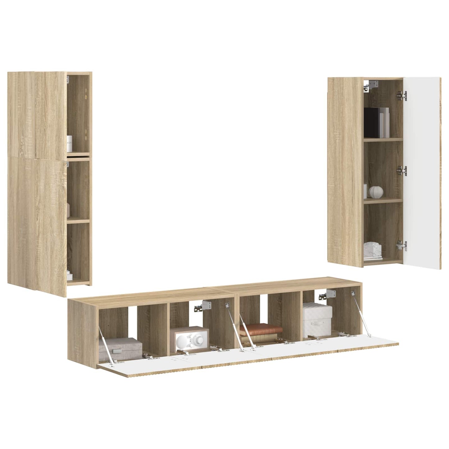 TV Cabinet Set Wall-mounted 4 pcs Sonoma Oak Engineered Wood