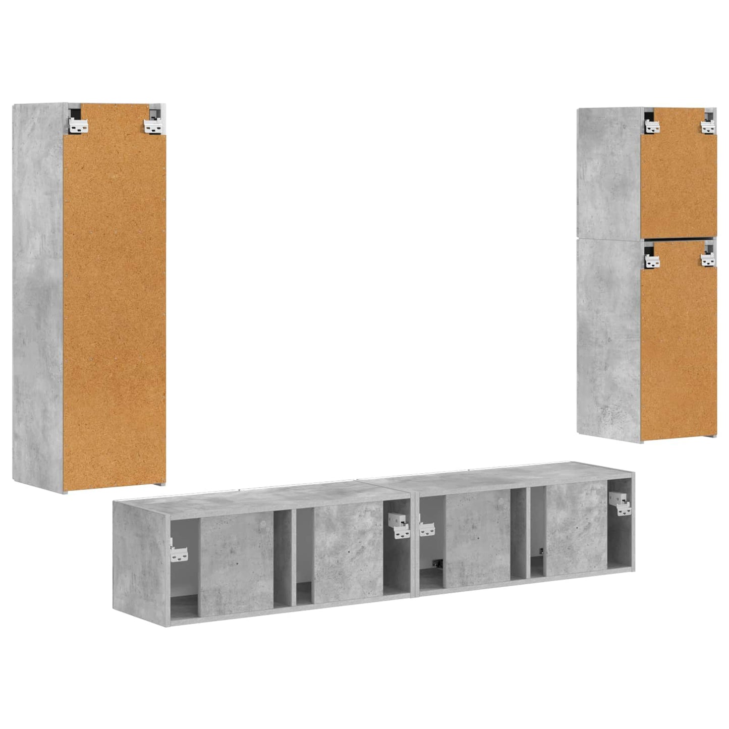 TV Cabinet Set Wall-mounted 4 pcs Concrete Grey Engineered Wood