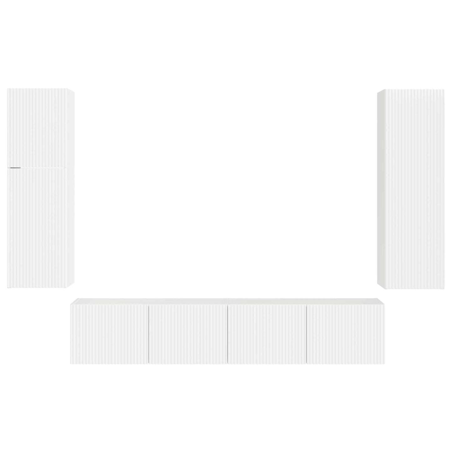 TV Cabinet Set 4 pcs High Gloss White Engineered Wood