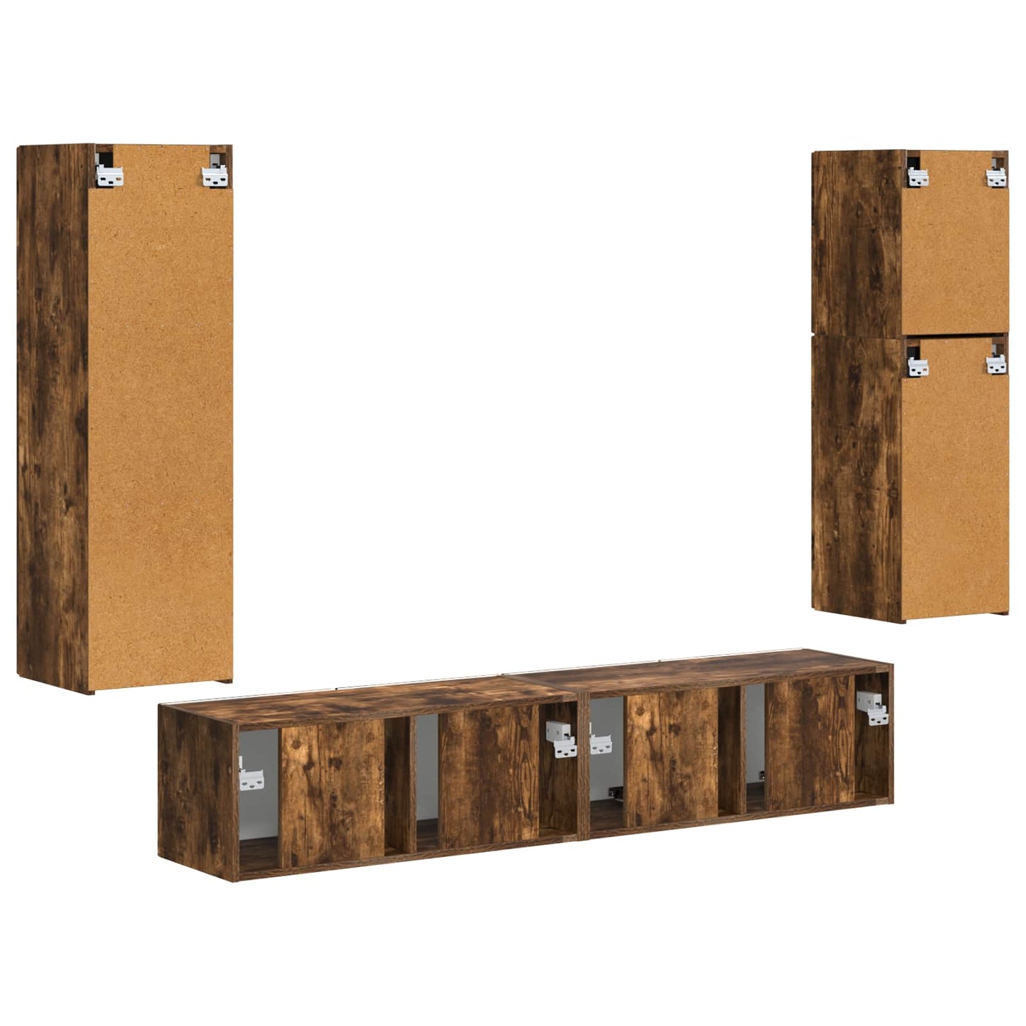 TV Cabinet Set Wall-mounted 4 pcs Smoked Oak Engineered Wood