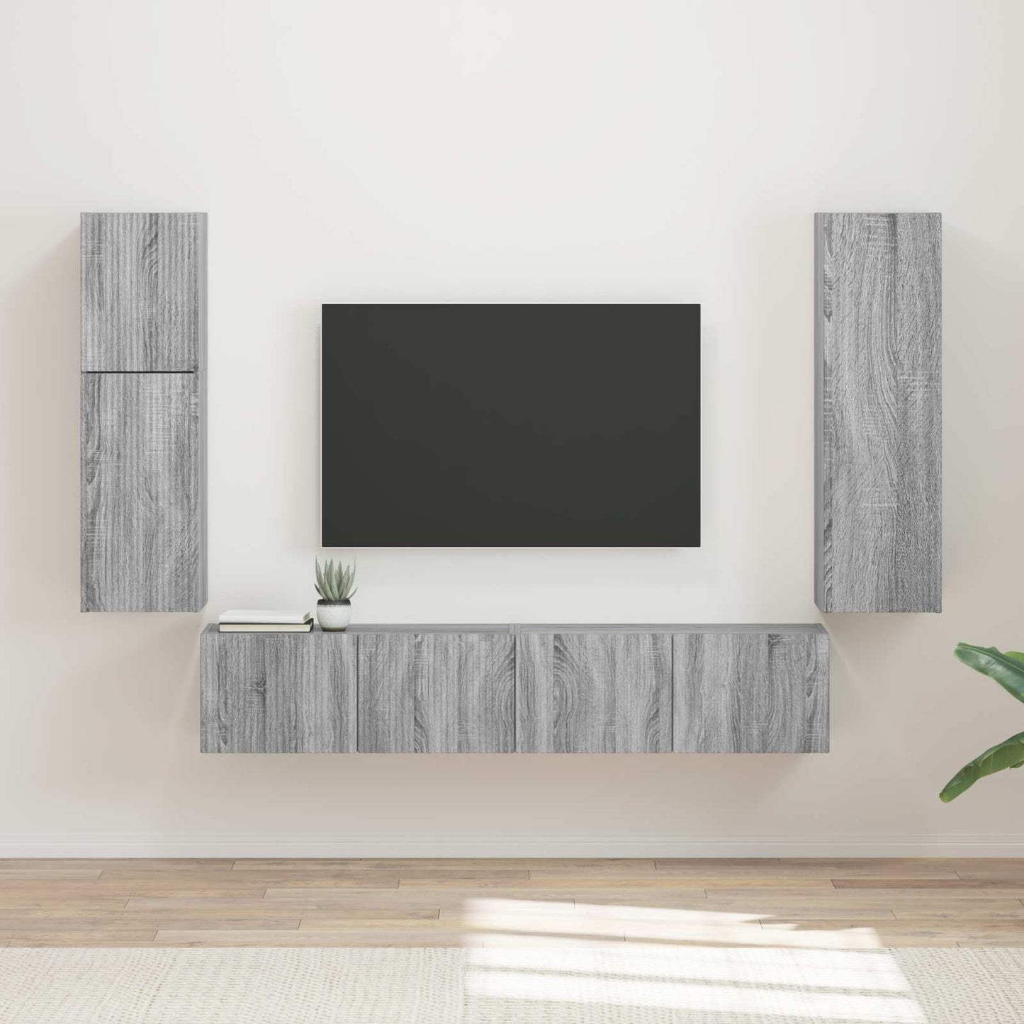 TV Cabinet Set Wall-mounted 4 pcs Grey Sonoma Engineered Wood