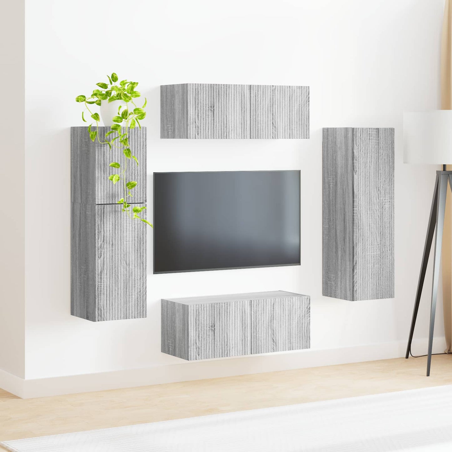 TV Cabinet Set Wall-mounted 4 pcs Grey Sonoma Engineered Wood