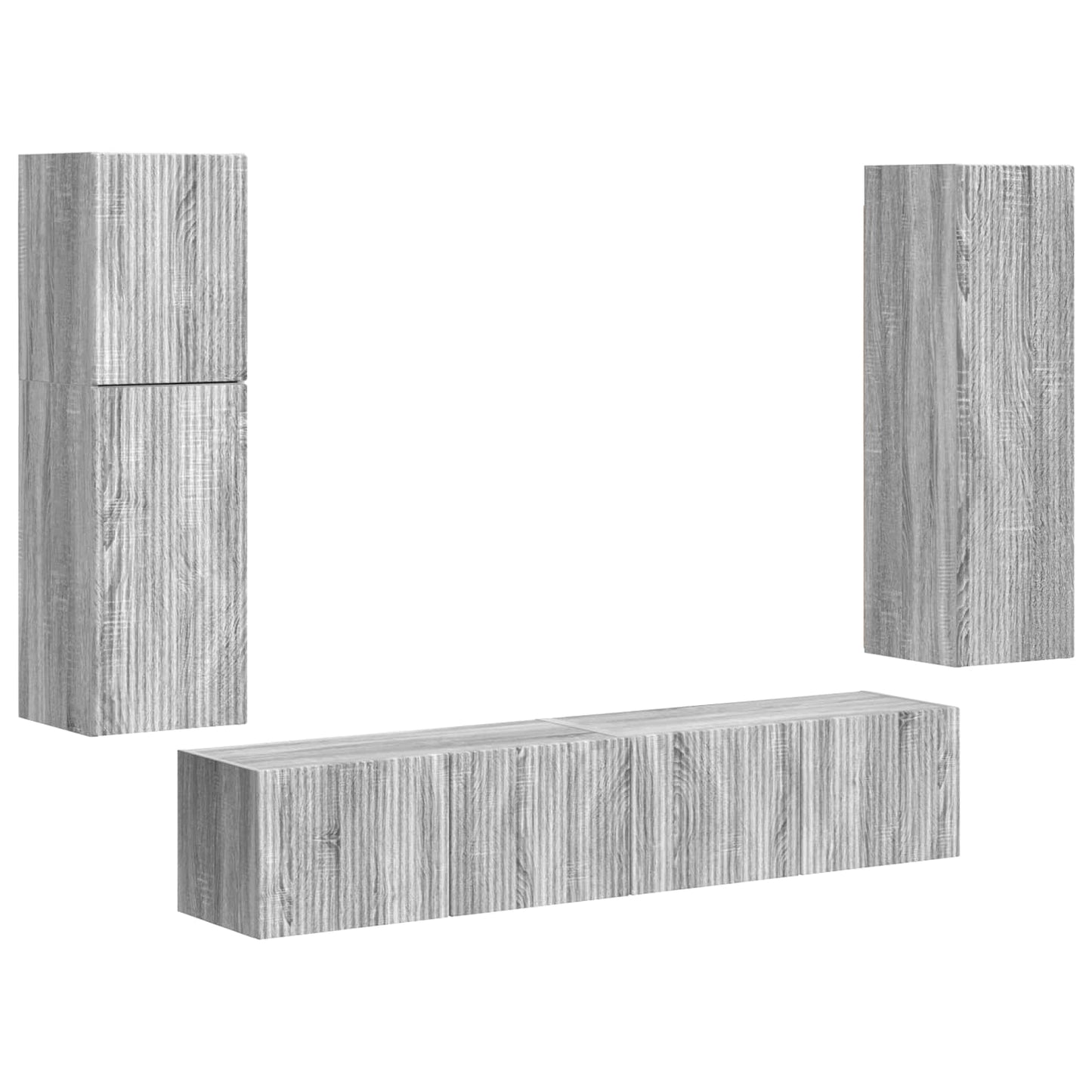 TV Cabinet Set Wall-mounted 4 pcs Grey Sonoma Engineered Wood