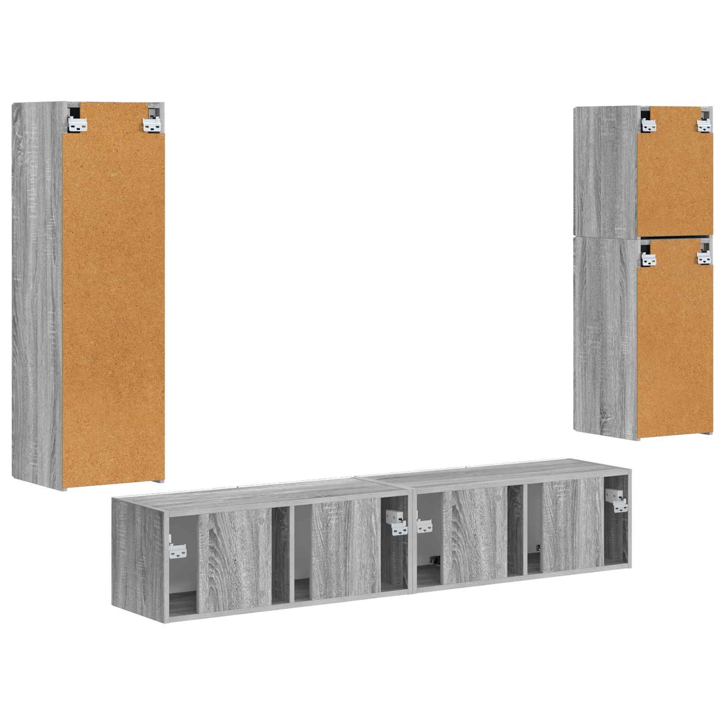 TV Cabinet Set Wall-mounted 4 pcs Grey Sonoma Engineered Wood