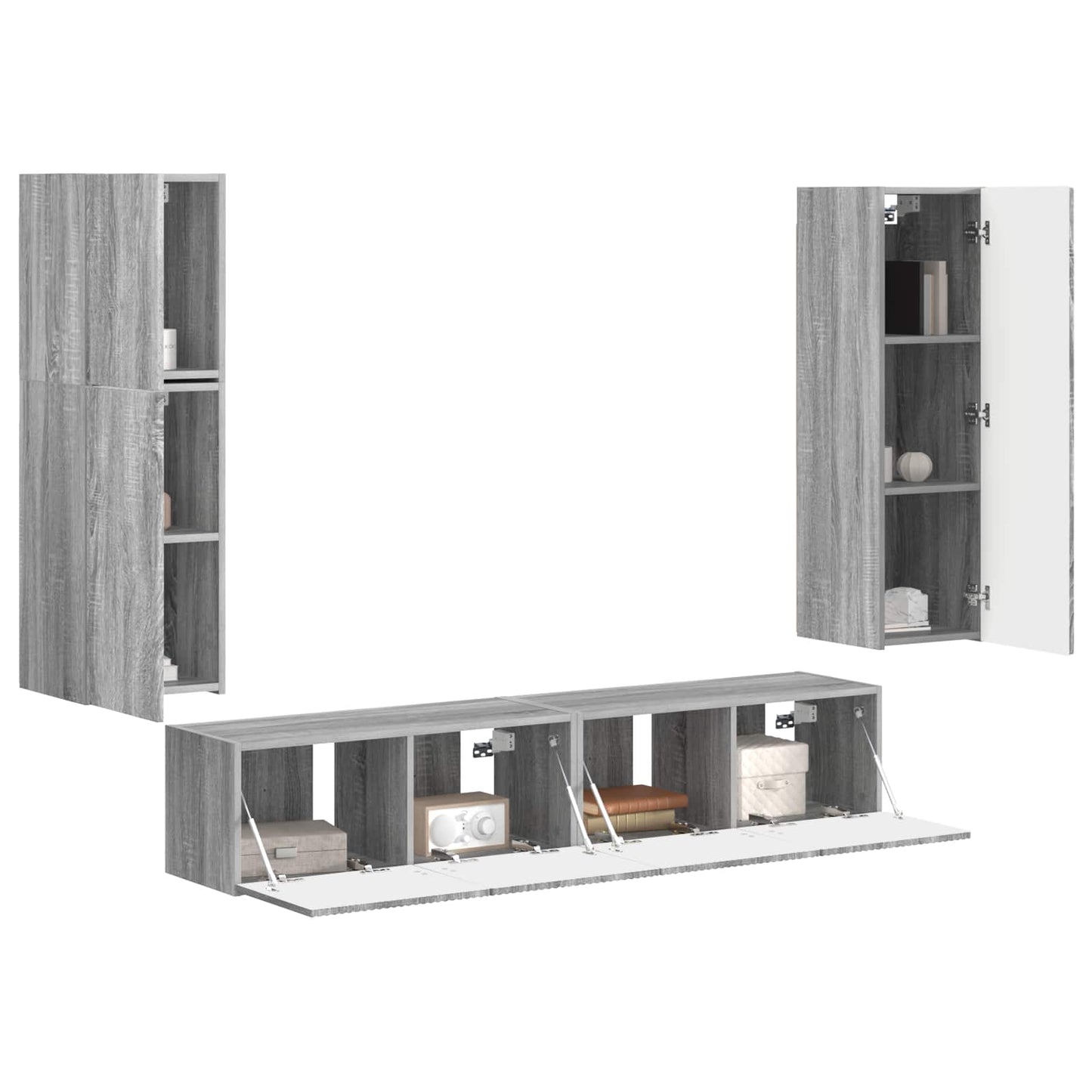 TV Cabinet Set Wall-mounted 4 pcs Grey Sonoma Engineered Wood