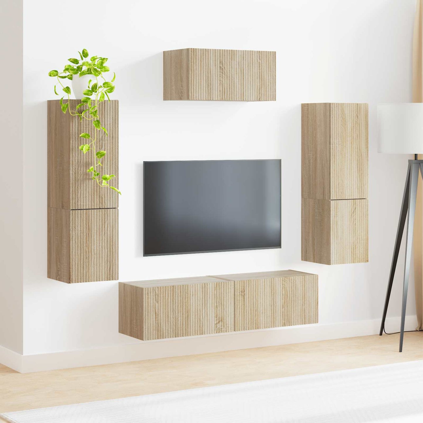 TV Cabinet Set Wall-mounted 4 pcs Sonoma Oak Engineered Wood
