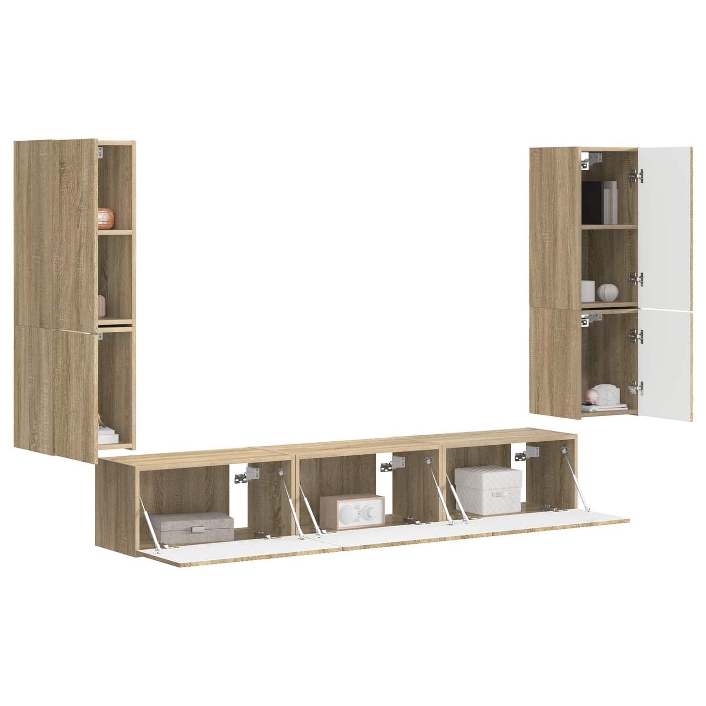 TV Cabinet Set Wall-mounted 4 pcs Sonoma Oak Engineered Wood