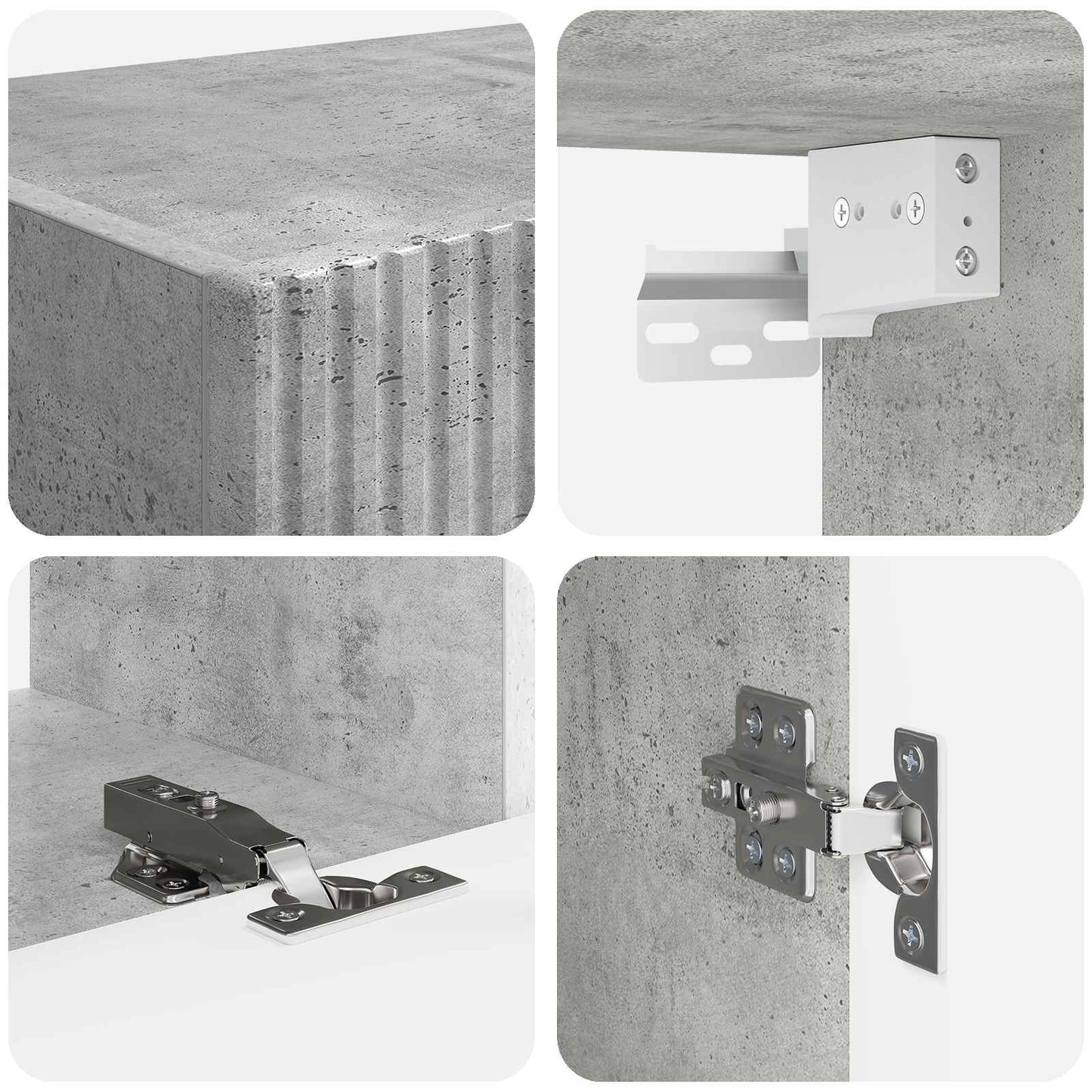 TV Cabinet Set Wall-mounted 4 pcs Concrete Grey Engineered Wood